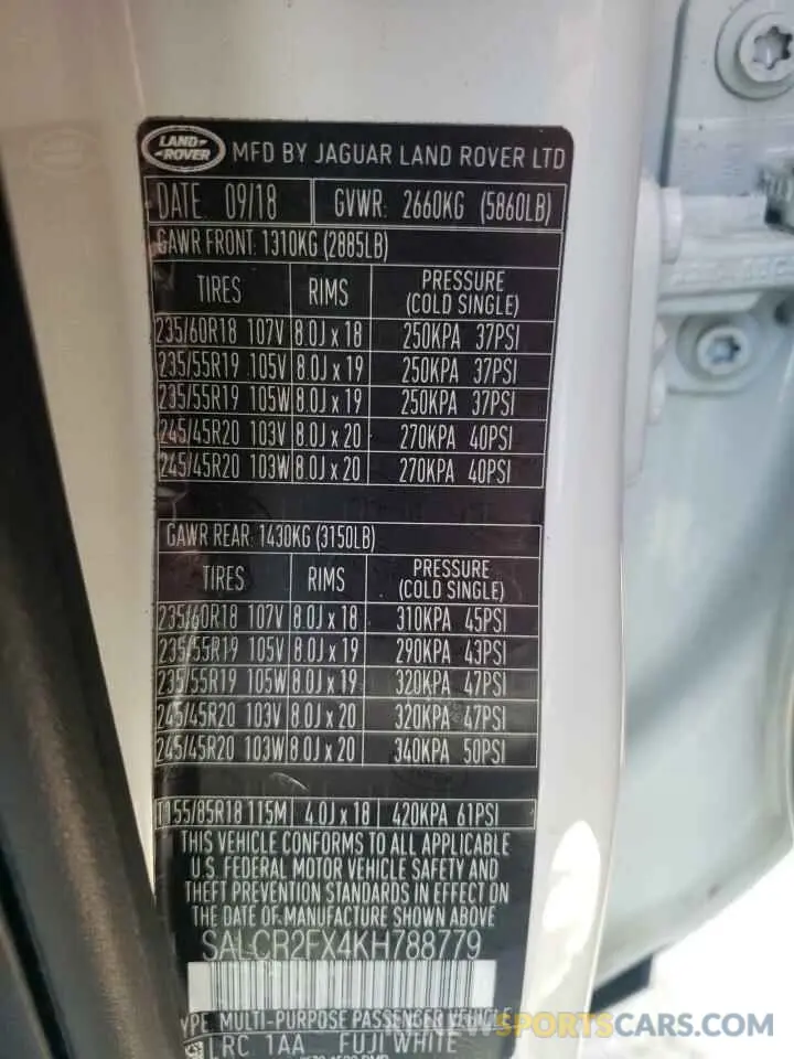14 Photograph of a damaged car SALCR2FX4KH788779 LAND ROVER DISCOVERY 2019