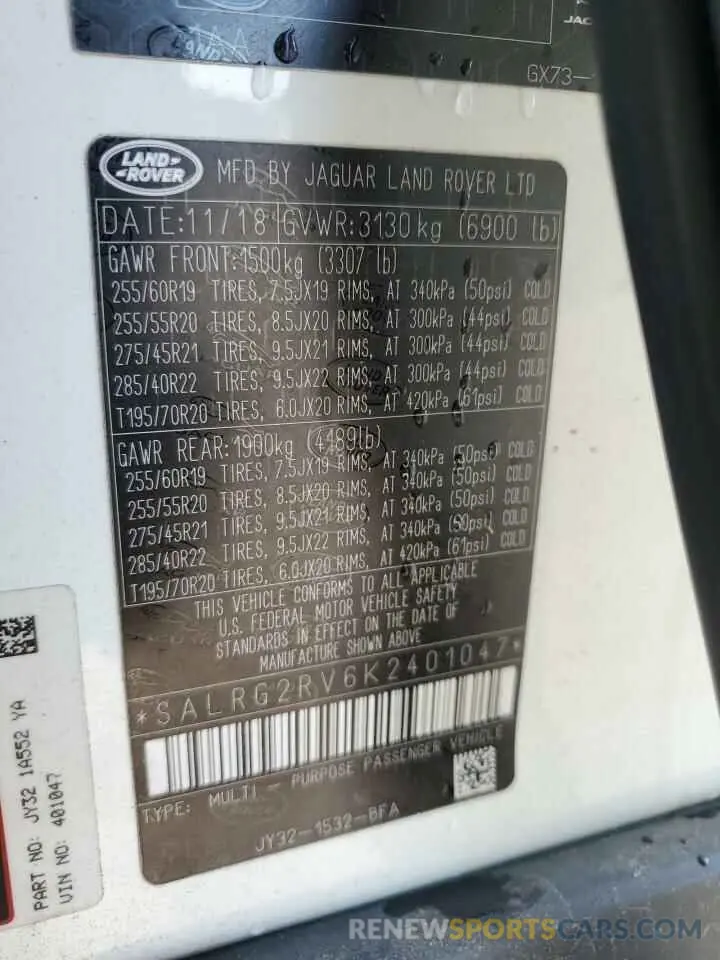13 Photograph of a damaged car SALRG2RV6K2401047 LAND ROVER DISCOVERY 2019