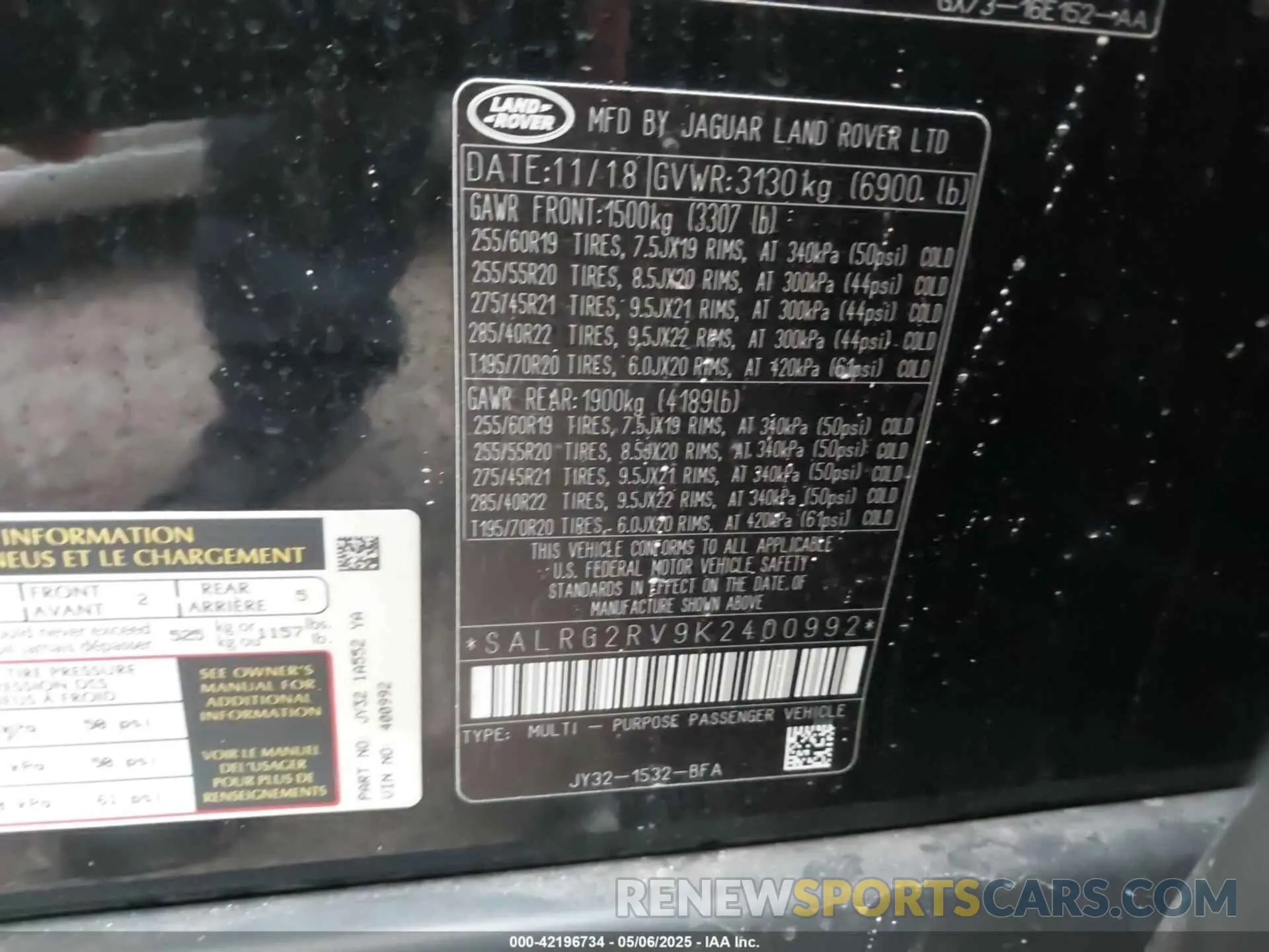 9 Photograph of a damaged car SALRG2RV9K2400992 LAND ROVER DISCOVERY 2019