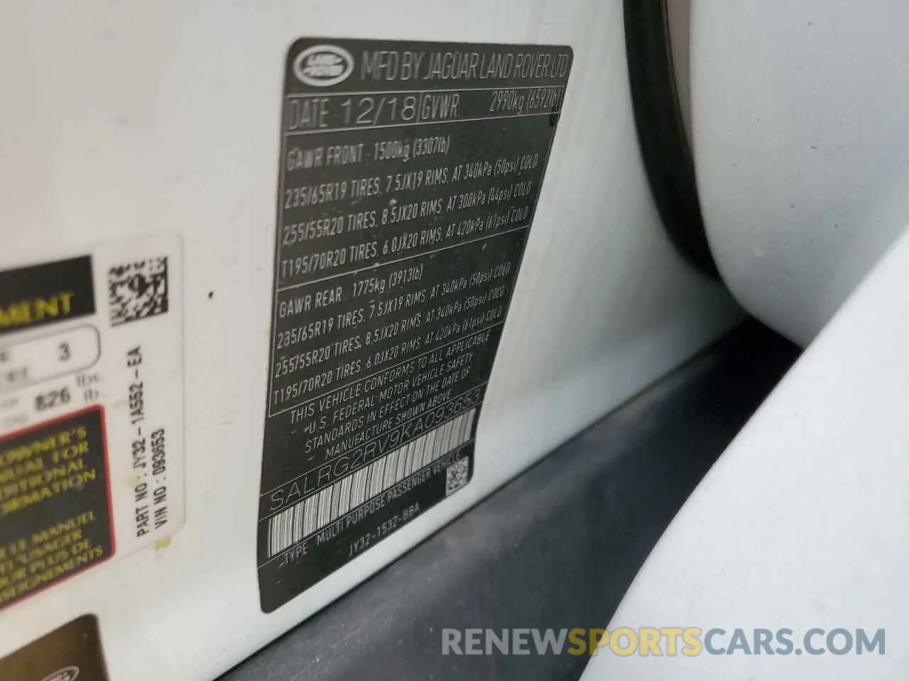 13 Photograph of a damaged car SALRG2RV9KA093653 LAND ROVER DISCOVERY 2019