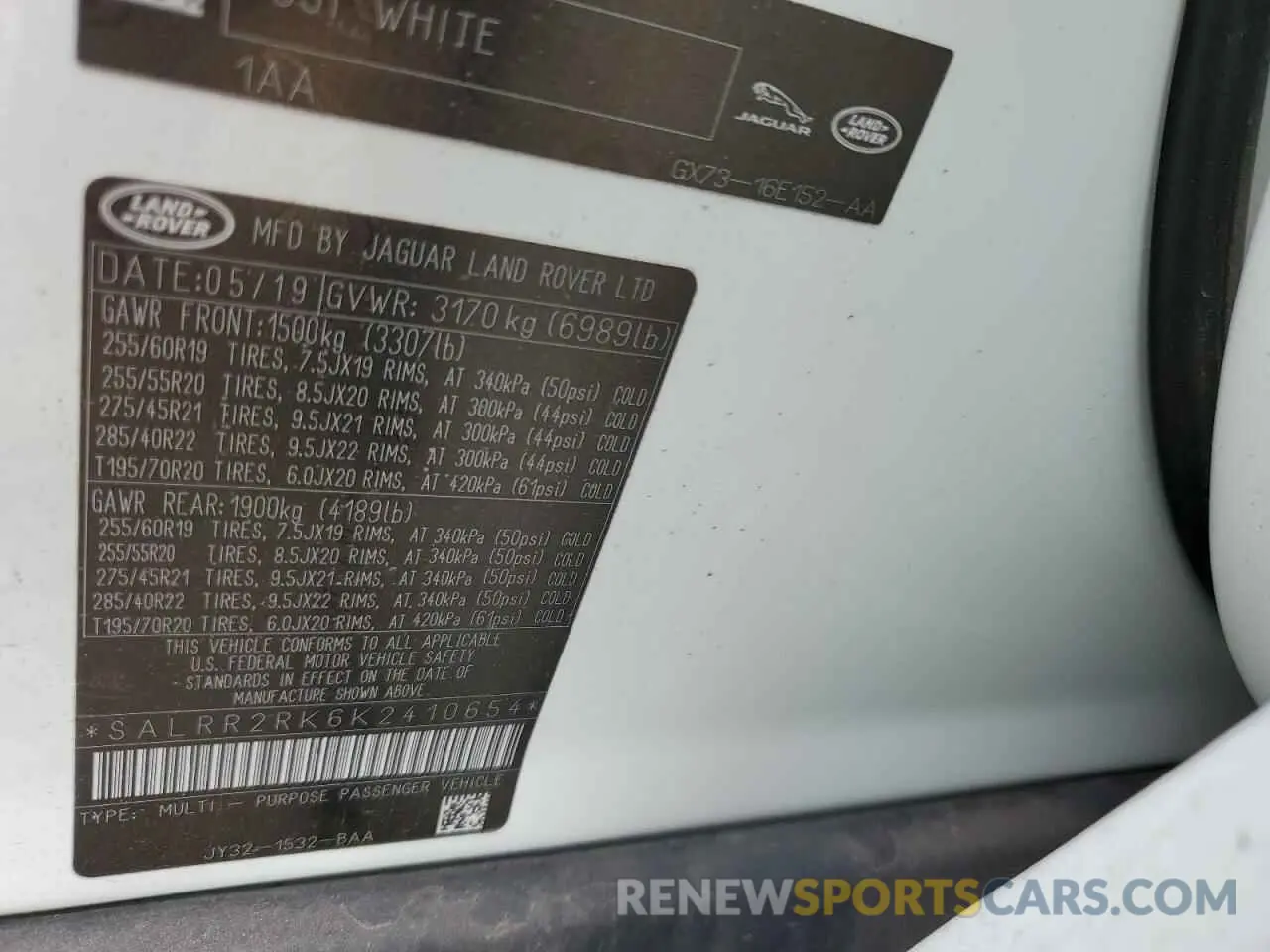 14 Photograph of a damaged car SALRR2RK6K2410654 LAND ROVER DISCOVERY 2019