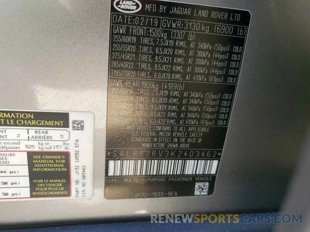13 Photograph of a damaged car SALRR2RV3K2403462 LAND ROVER DISCOVERY 2019