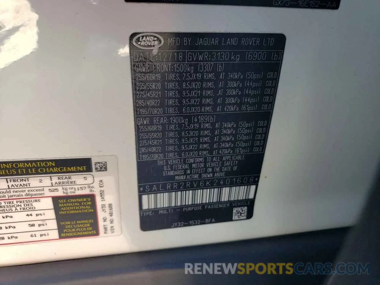 13 Photograph of a damaged car SALRR2RV6K2401608 LAND ROVER DISCOVERY 2019