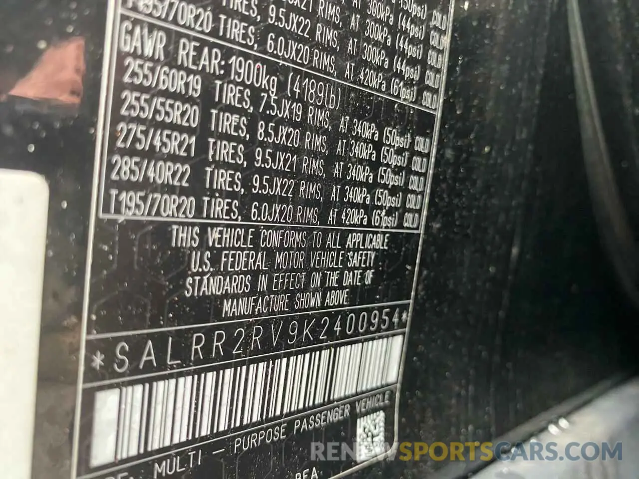 10 Photograph of a damaged car SALRR2RV9K2400954 LAND ROVER DISCOVERY 2019