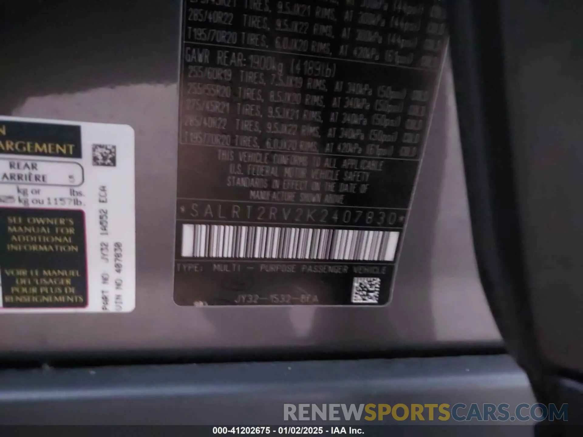 9 Photograph of a damaged car SALRT2RV2K2407830 LAND ROVER DISCOVERY 2019