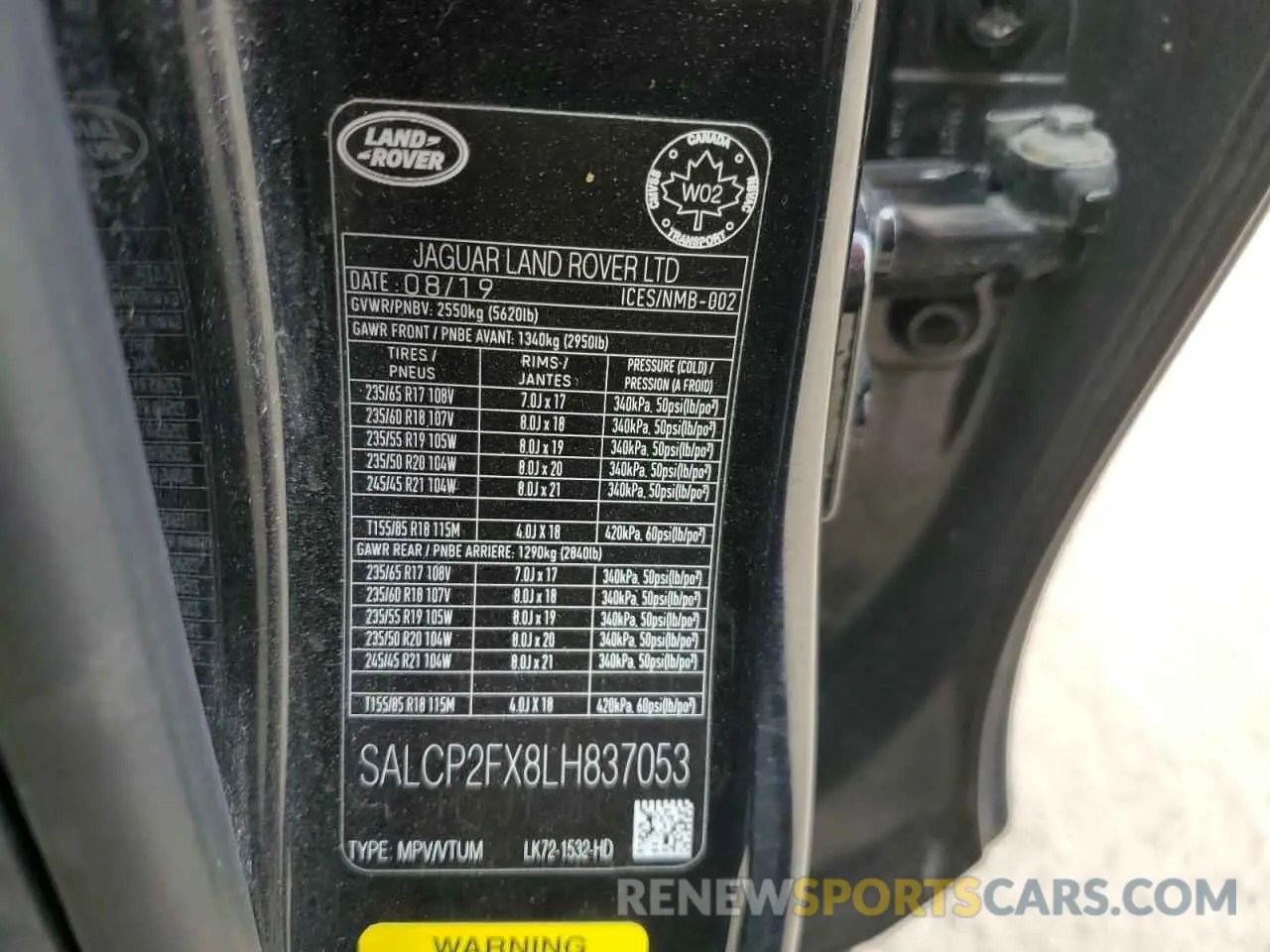 12 Photograph of a damaged car SALCP2FX8LH837053 LAND ROVER DISCOVERY 2020