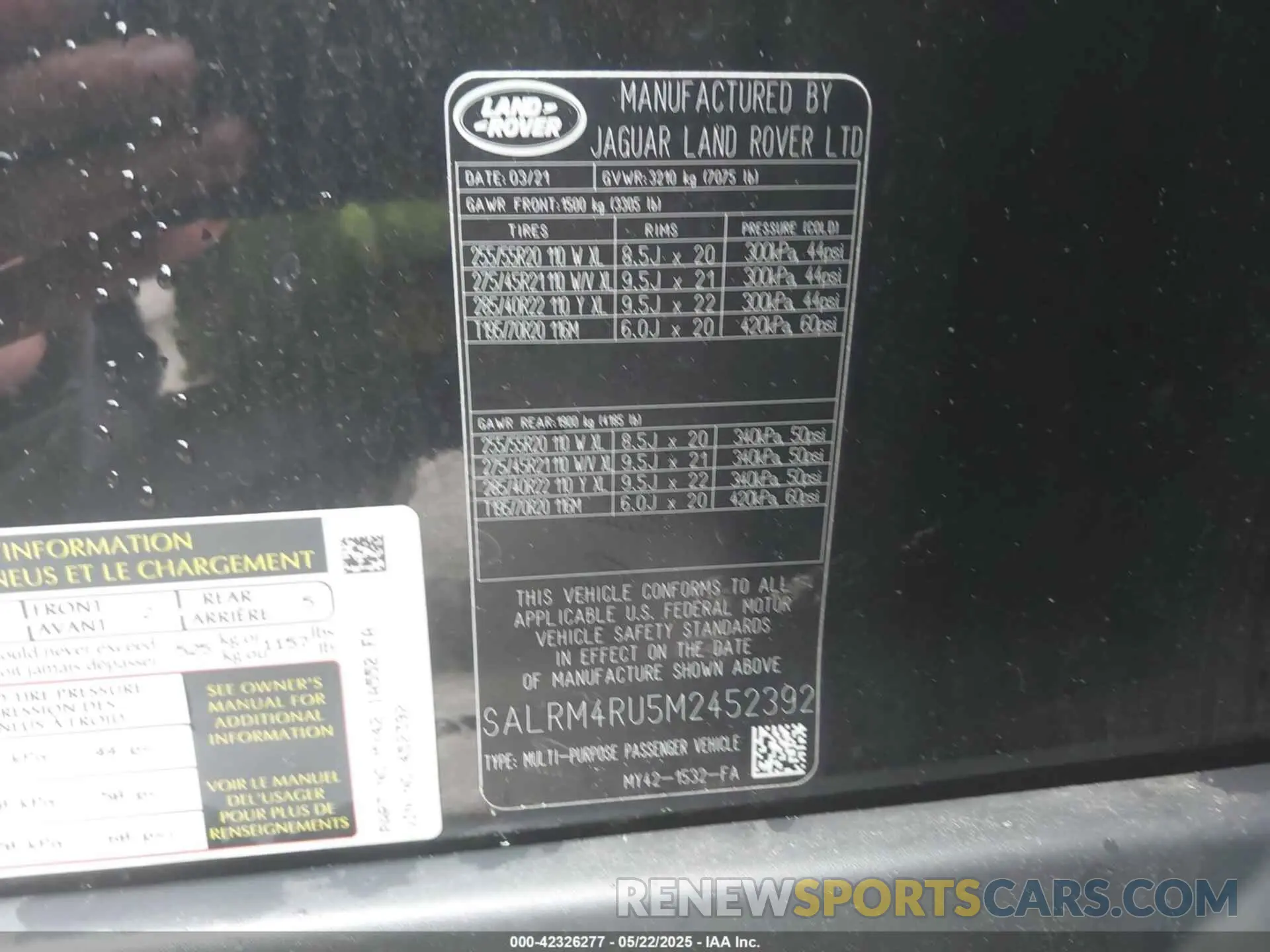 9 Photograph of a damaged car SALRM4RU5M2452392 LAND ROVER DISCOVERY 2021