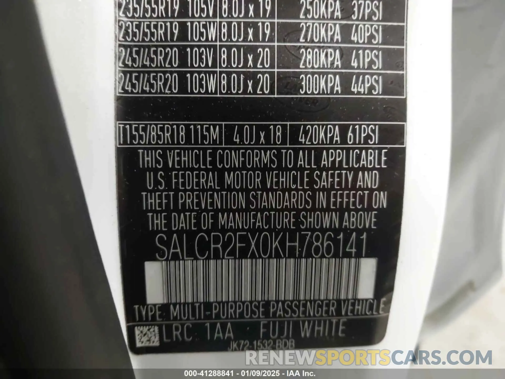 9 Photograph of a damaged car SALCR2FX0KH786141 LAND ROVER DISCOVERY SPORT 2019