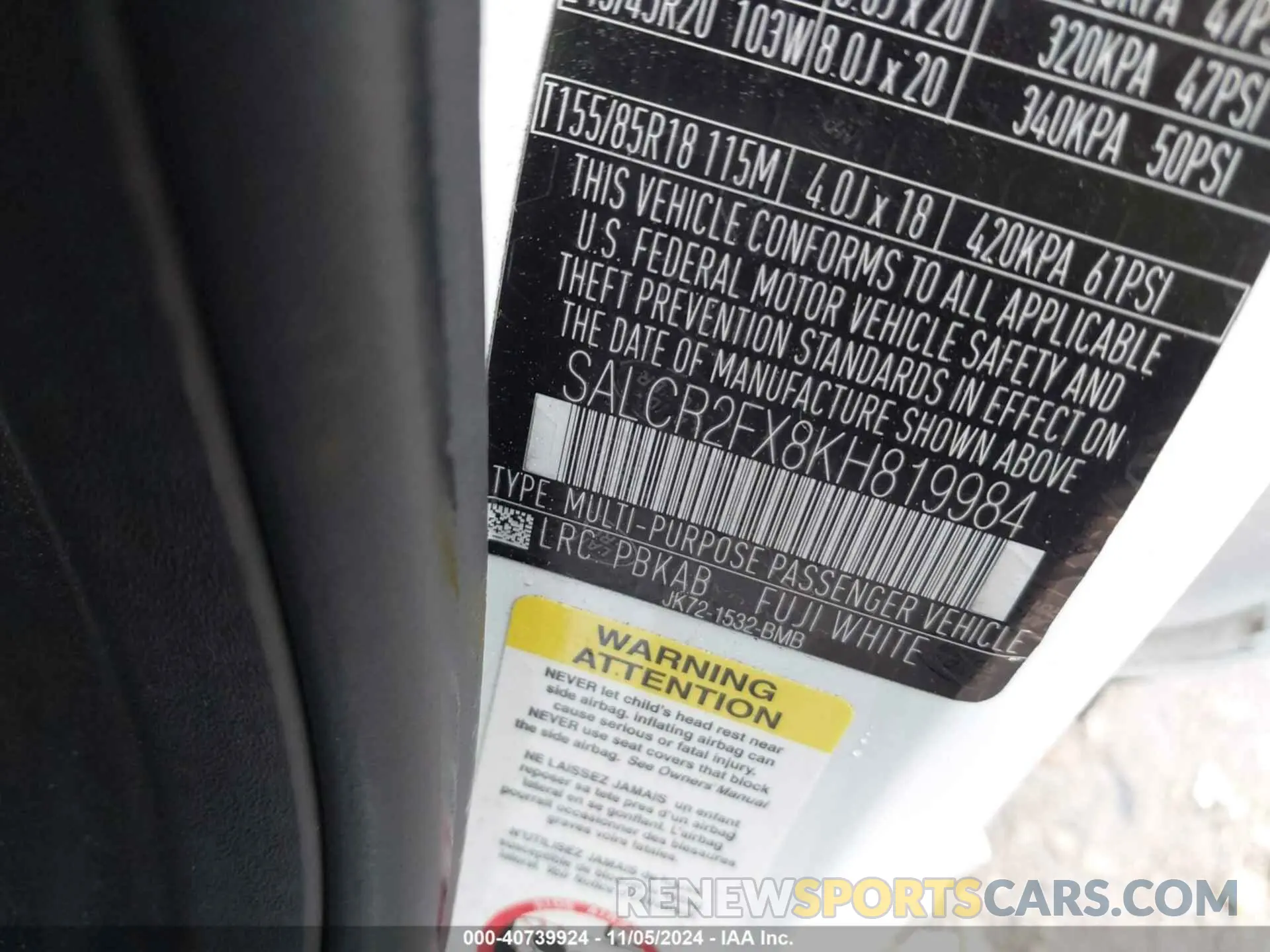 9 Photograph of a damaged car SALCR2FX8KH819984 LAND ROVER DISCOVERY SPORT 2019