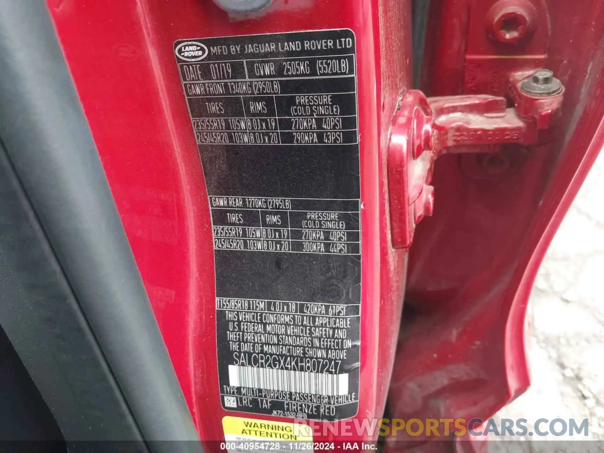 9 Photograph of a damaged car SALCR2GX4KH807247 LAND ROVER DISCOVERY SPORT 2019
