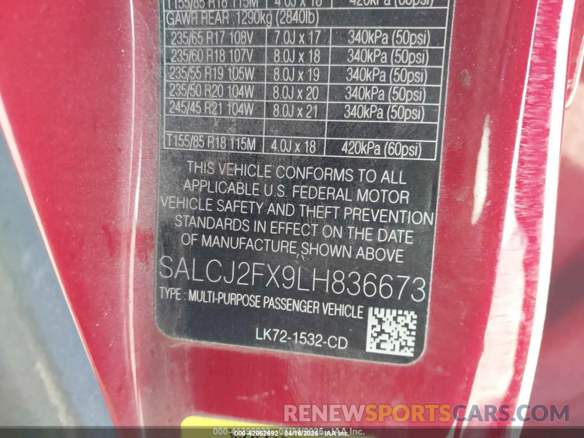 9 Photograph of a damaged car SALCJ2FX9LH836673 LAND ROVER DISCOVERY SPORT 2020