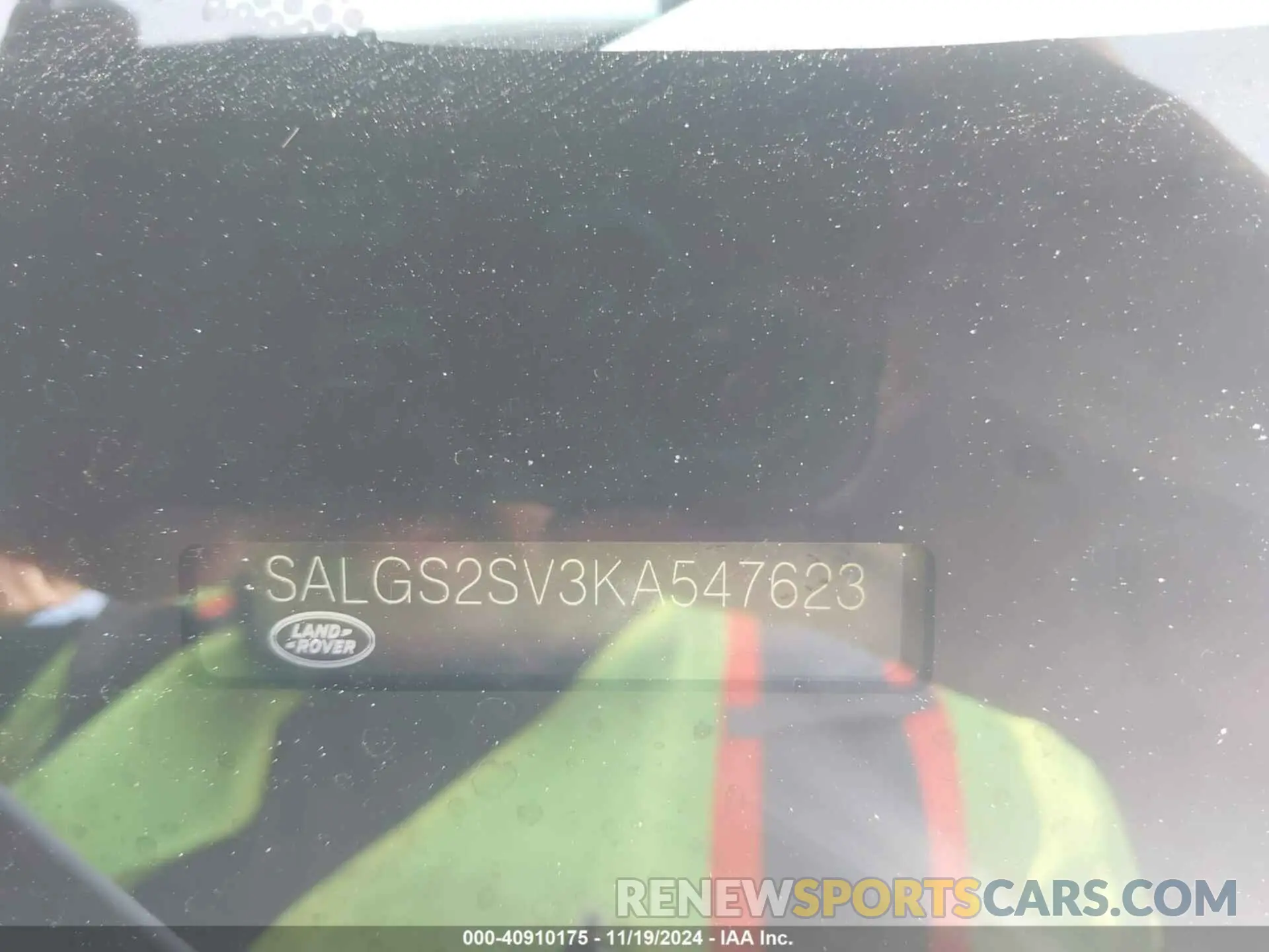 9 Photograph of a damaged car SALGS2SV3KA547623 LAND ROVER RANGE ROVER 2019