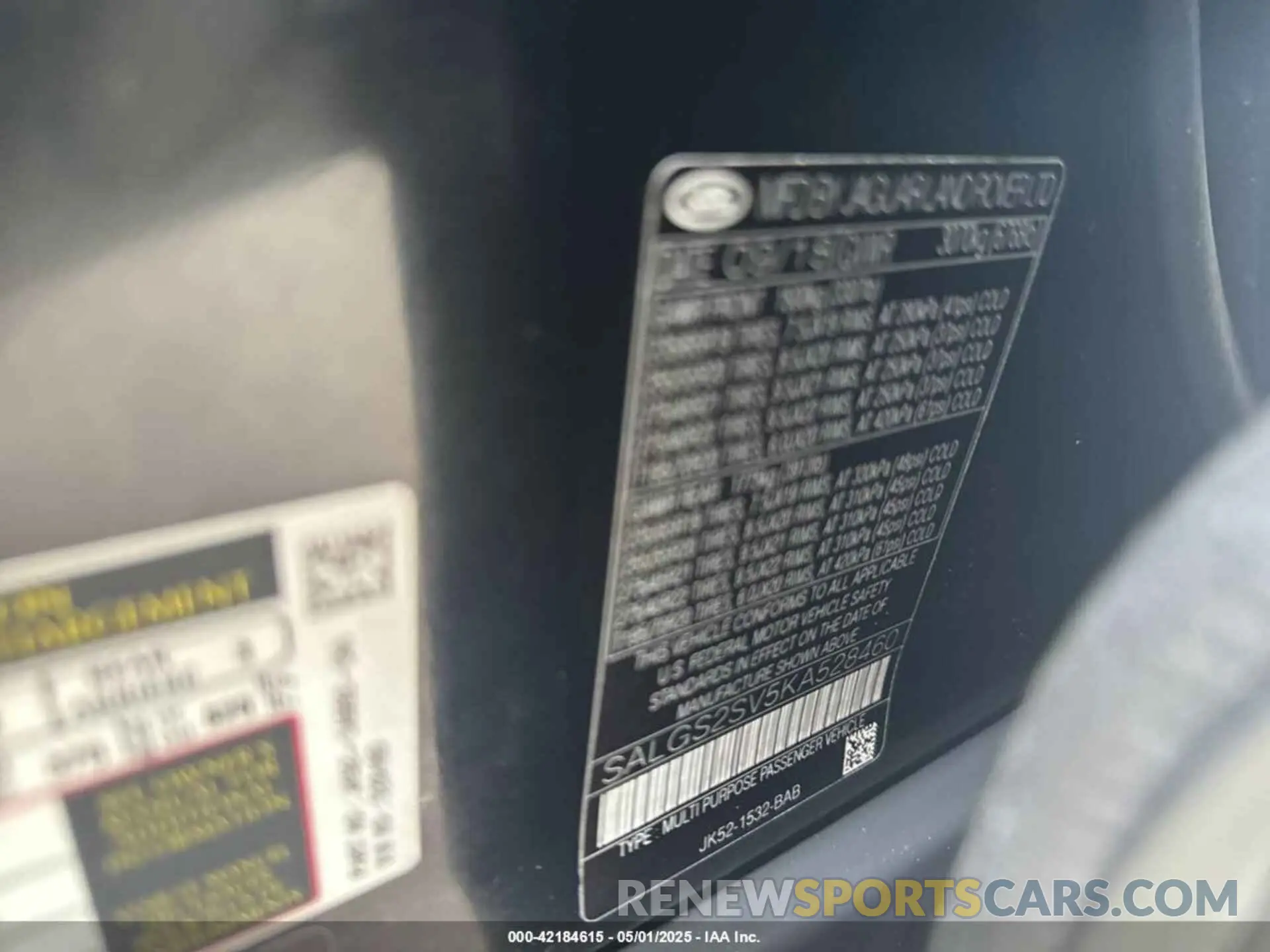 9 Photograph of a damaged car SALGS2SV5KA528460 LAND ROVER RANGE ROVER 2019