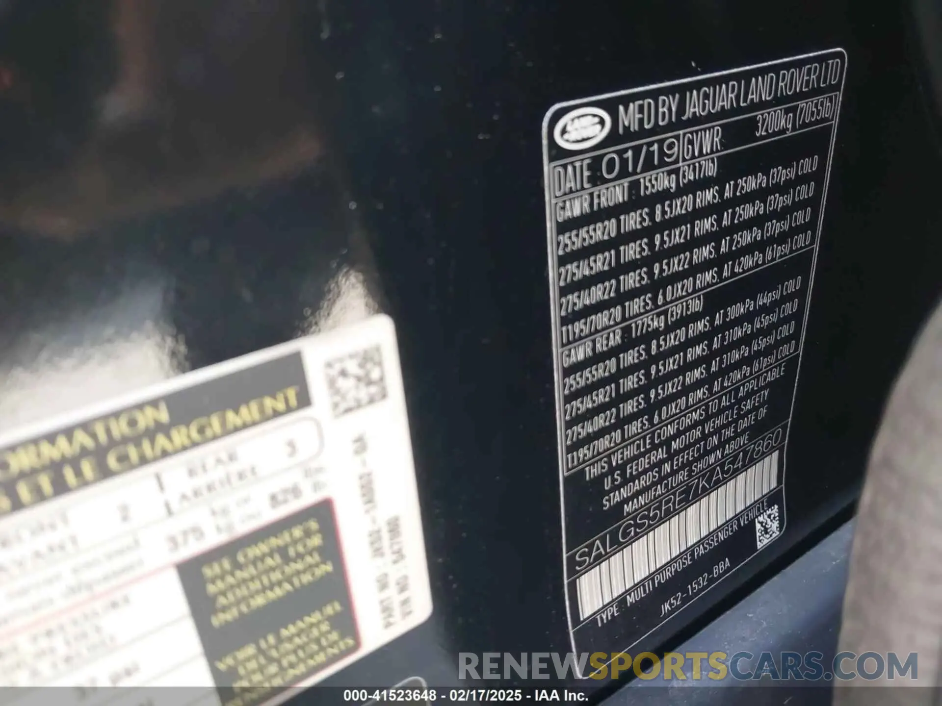 9 Photograph of a damaged car SALGS5RE7KA547860 LAND ROVER RANGE ROVER 2019