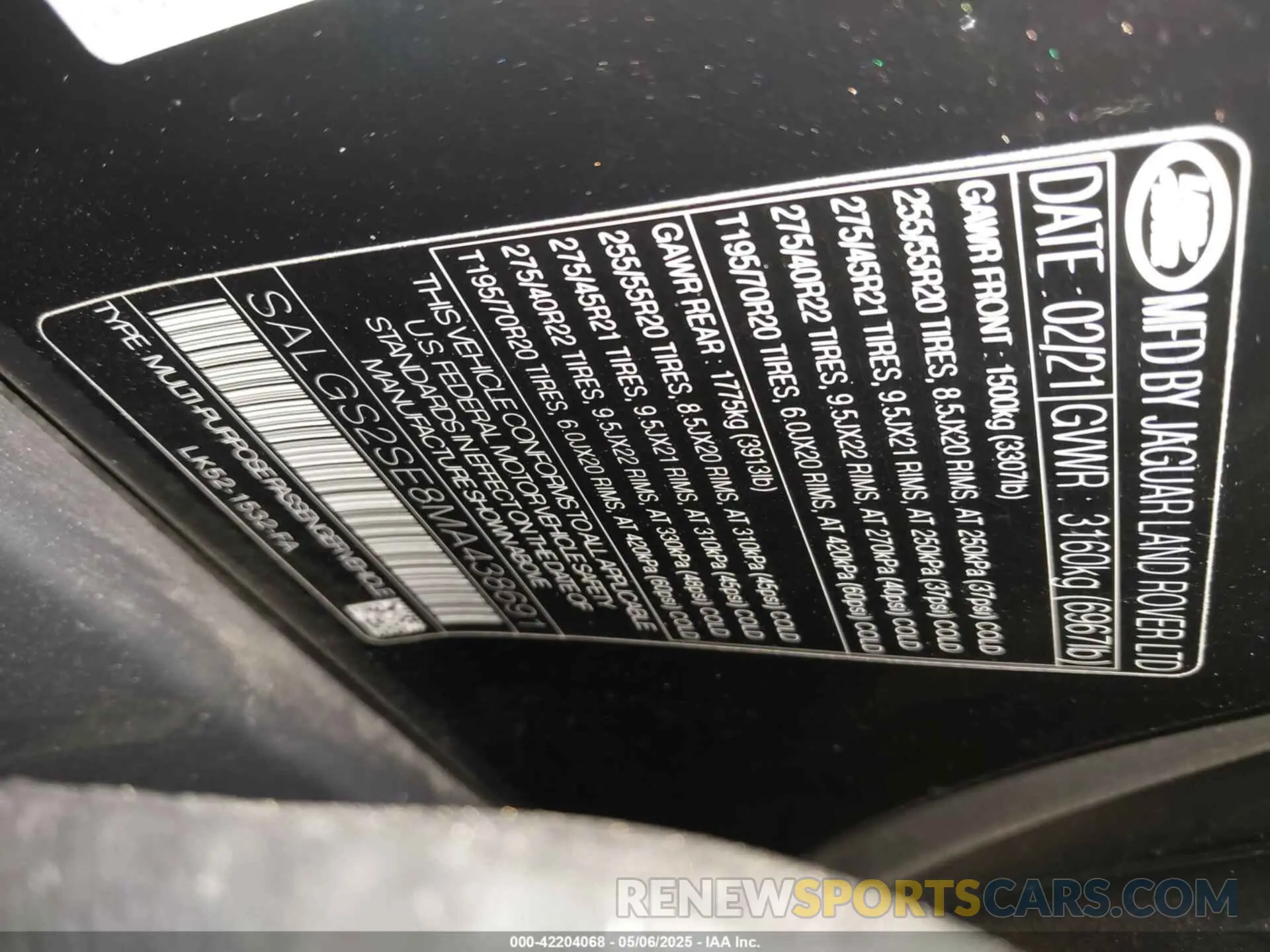 9 Photograph of a damaged car SALGS2SE8MA438691 LAND ROVER RANGE ROVER 2021