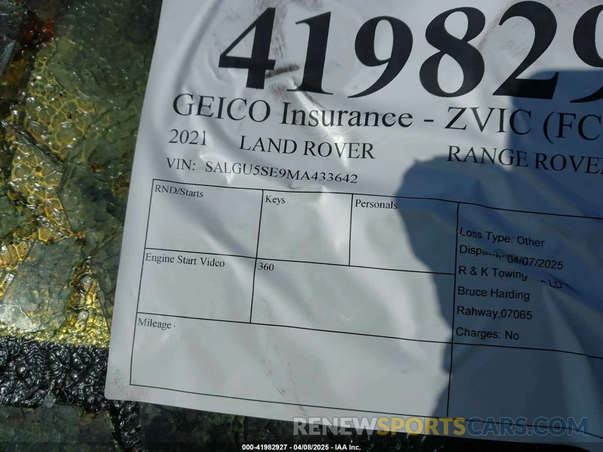 9 Photograph of a damaged car SALGU5SE9MA433642 LAND ROVER RANGE ROVER 2021