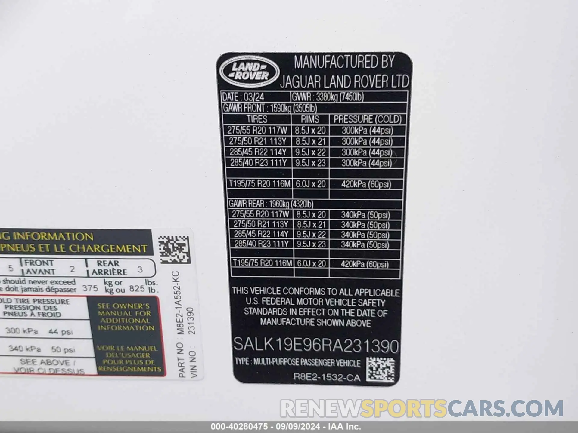 9 Photograph of a damaged car SALK19E96RA231390 LAND ROVER RANGE ROVER 2024