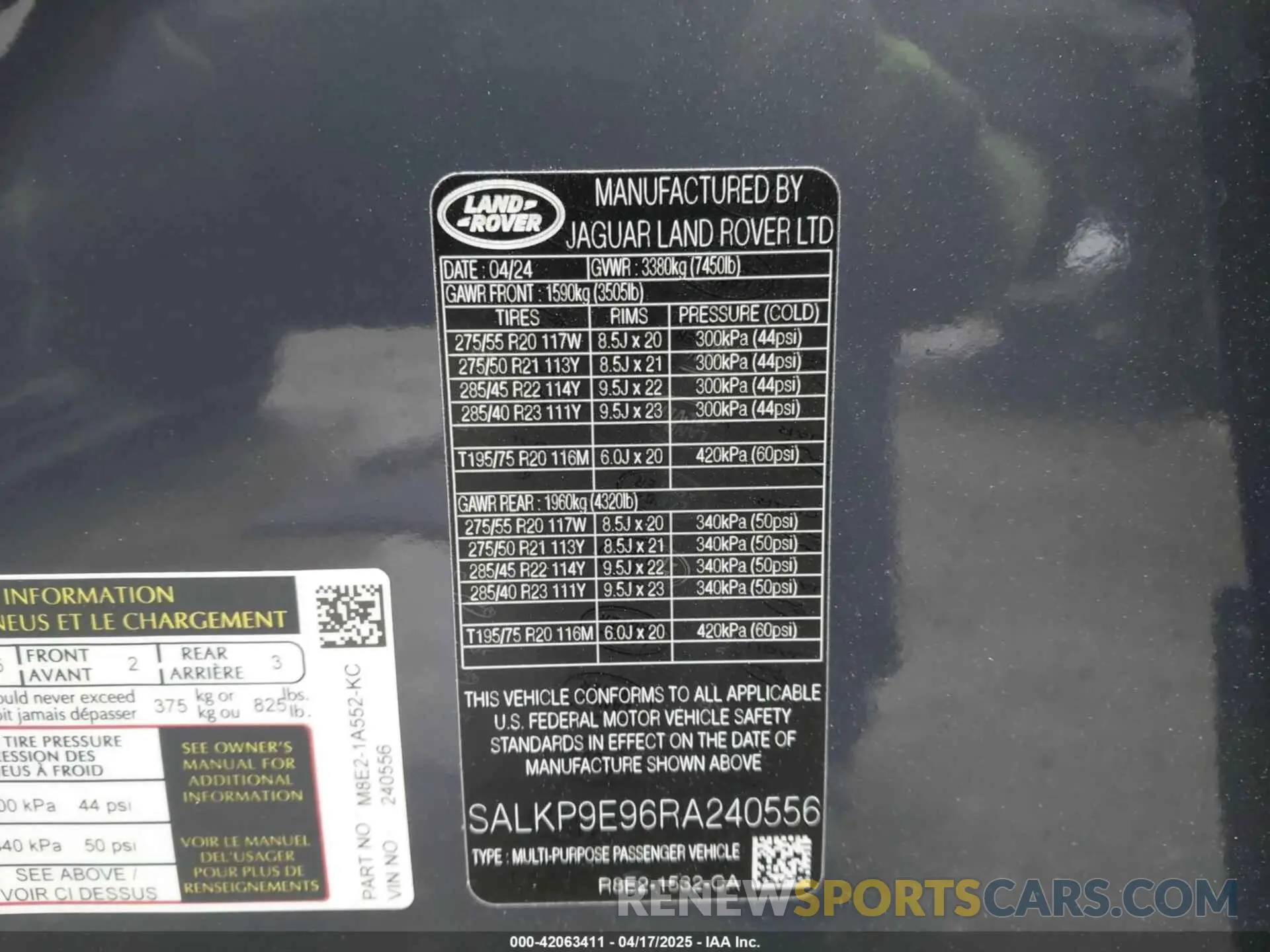9 Photograph of a damaged car SALKP9E96RA240556 LAND ROVER RANGE ROVER 2024
