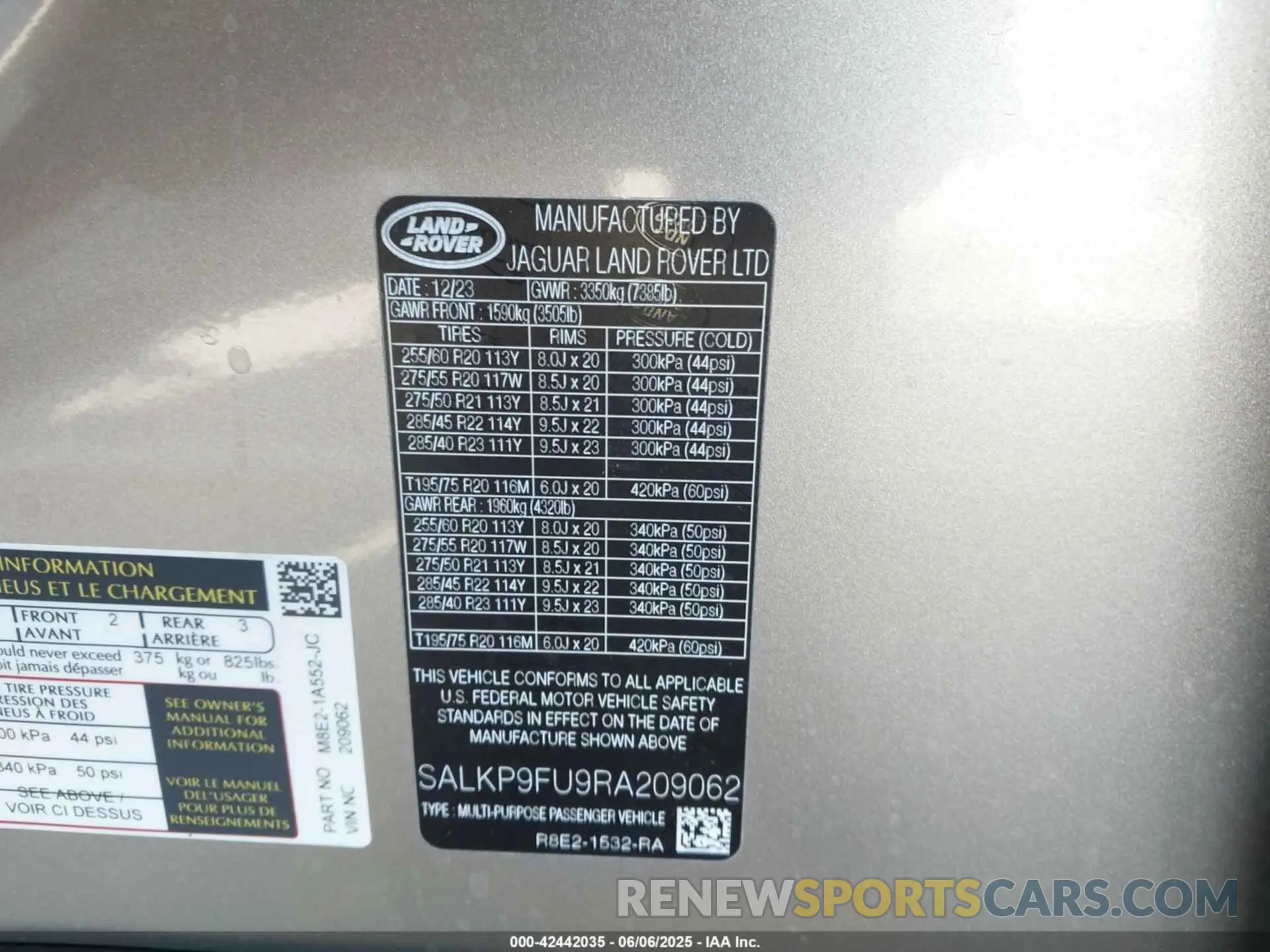 9 Photograph of a damaged car SALKP9FU9RA209062 LAND ROVER RANGE ROVER 2024