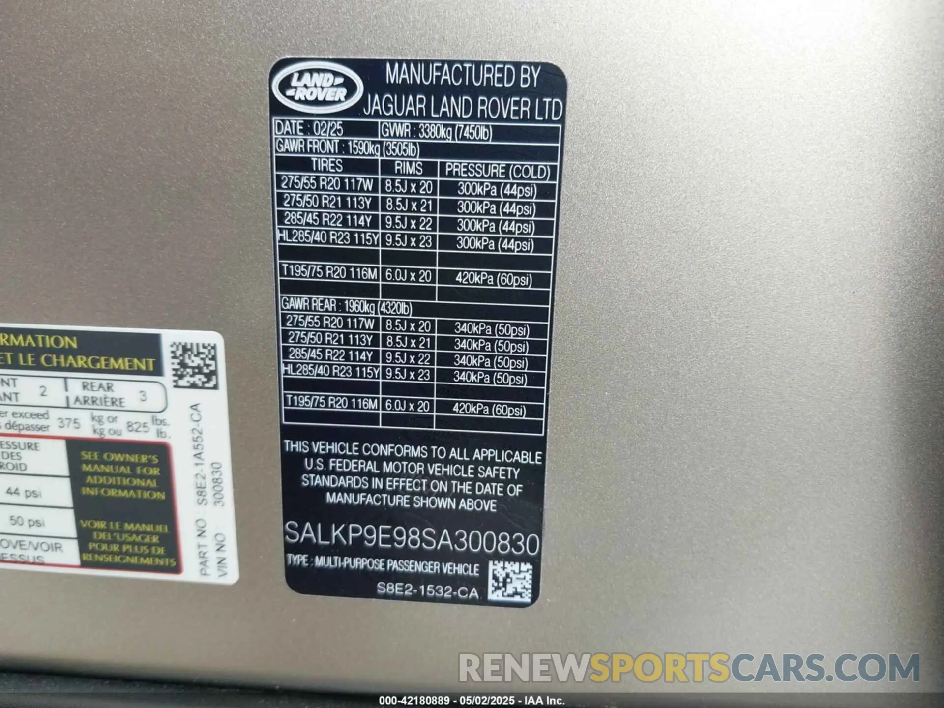 9 Photograph of a damaged car SALKP9E98SA300830 LAND ROVER RANGE ROVER 2025