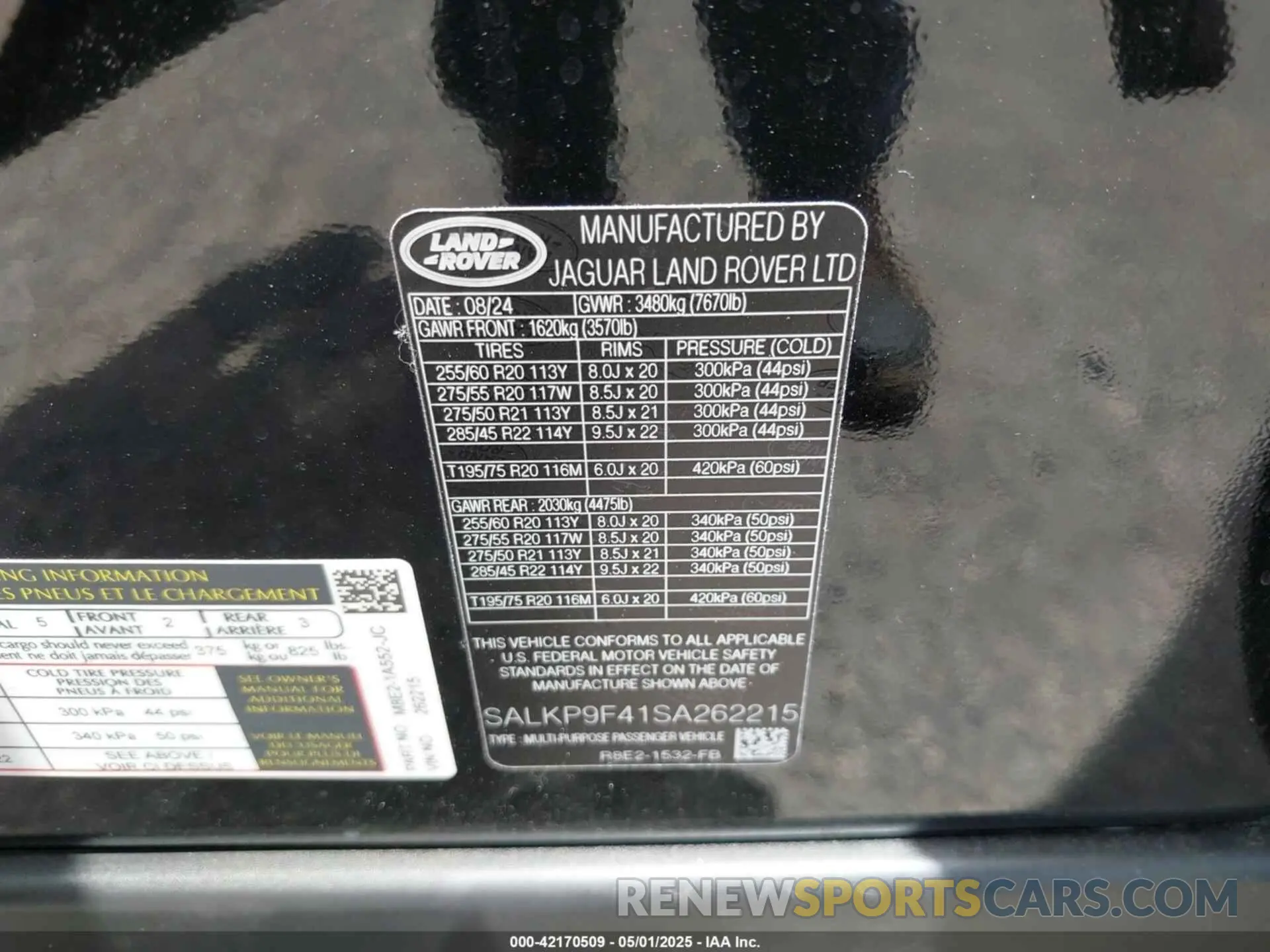 9 Photograph of a damaged car SALKP9F41SA262215 LAND ROVER RANGE ROVER 2025