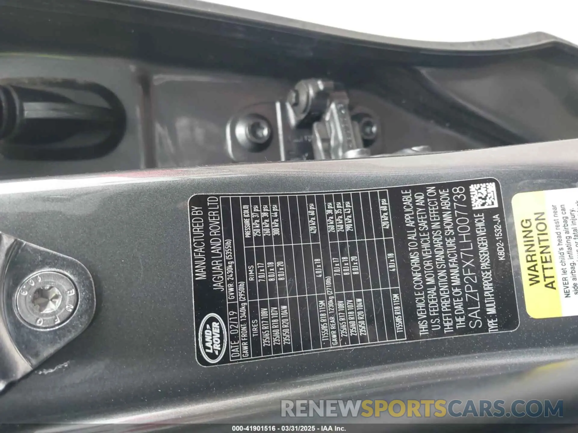 9 Photograph of a damaged car SALZP2FX7LH007738 LAND ROVER RANGE ROVER EVOQUE 2020