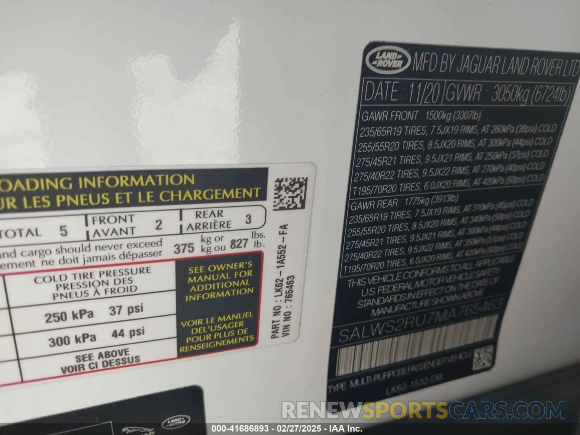 9 Photograph of a damaged car SALWS2RU7MA765463 LAND ROVER RANGE ROVER SPORT 2021