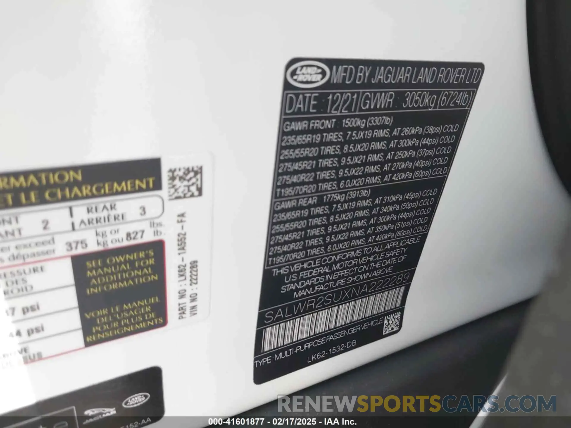 9 Photograph of a damaged car SALWR2SUXNA222289 LAND ROVER RANGE ROVER SPORT 2022