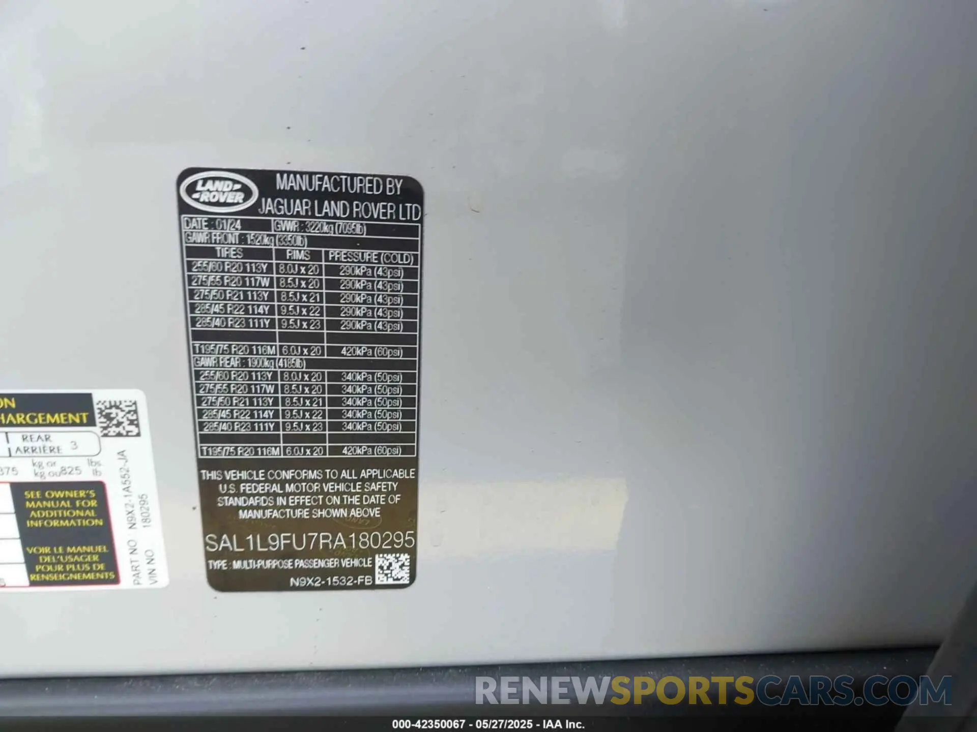 9 Photograph of a damaged car SAL1L9FU7RA180295 LAND ROVER RANGE ROVER SPORT 2024