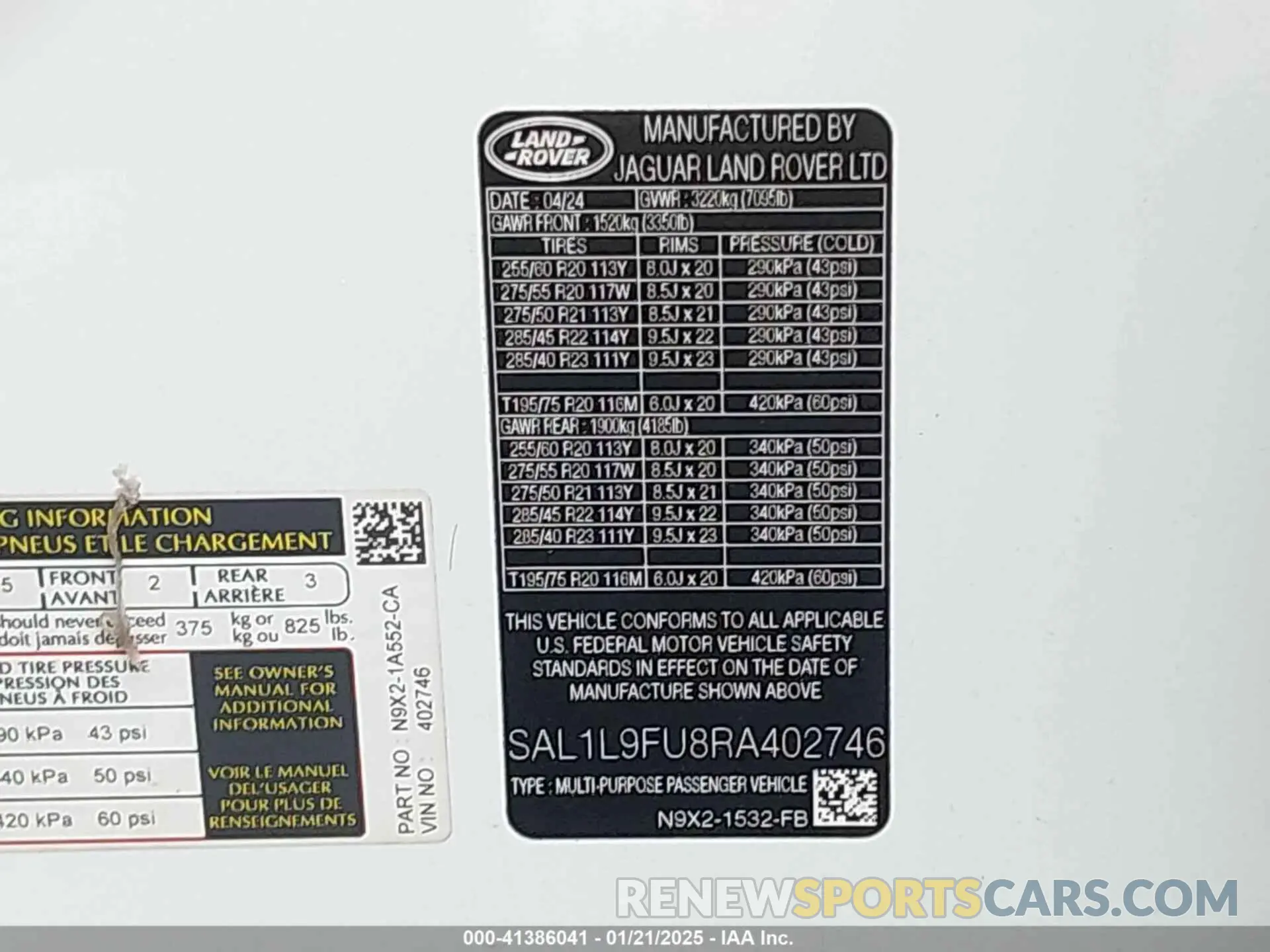 9 Photograph of a damaged car SAL1L9FU8RA402746 LAND ROVER RANGE ROVER SPORT 2024