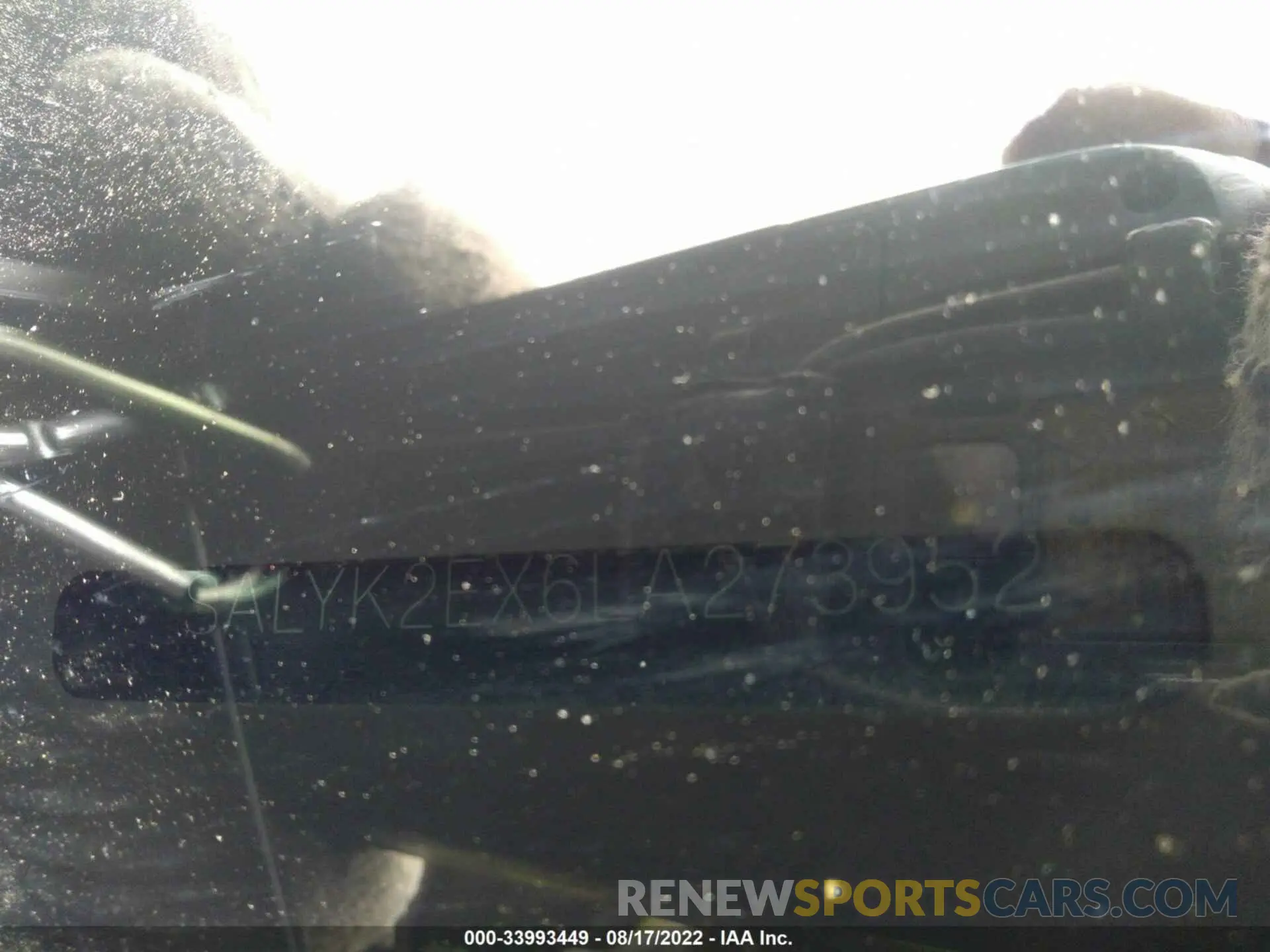 9 Photograph of a damaged car SALYK2EX6LA273952 LAND ROVER RANGE ROVER VELAR 2020