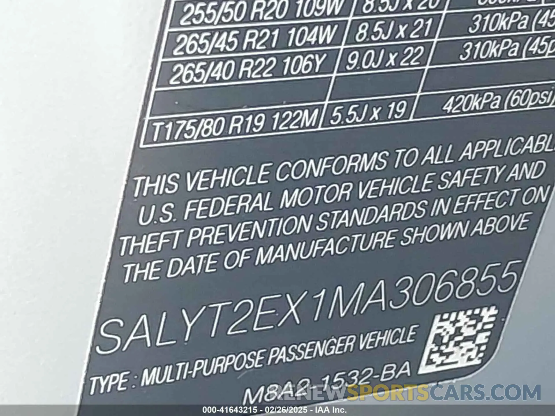 9 Photograph of a damaged car SALYT2EX1MA306855 LAND ROVER RANGE ROVER VELAR 2021