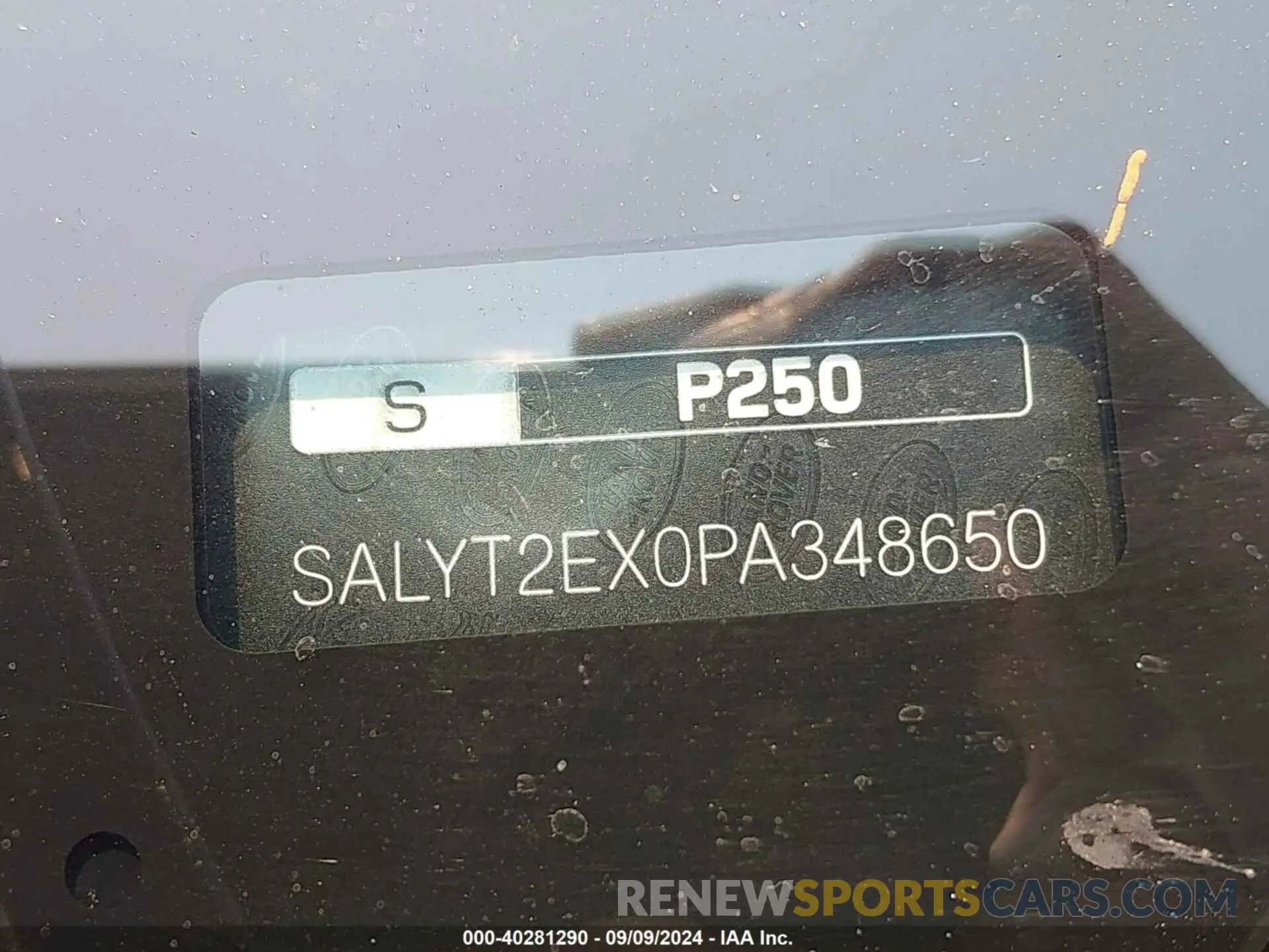 9 Photograph of a damaged car SALYT2EX0PA348650 LAND ROVER RANGE ROVER VELAR 2023