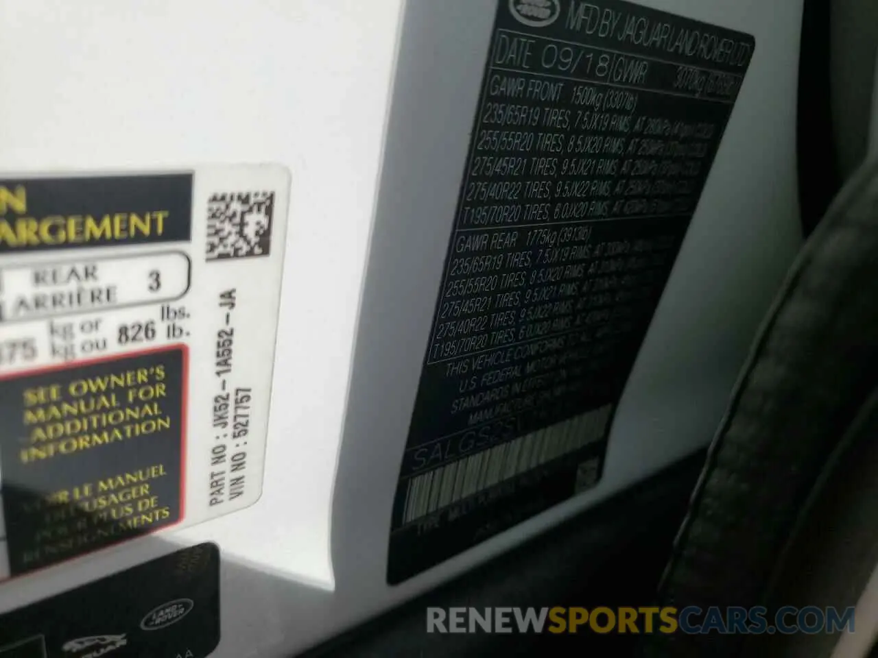 13 Photograph of a damaged car SALGS2SV1KA527757 LAND ROVER RANGEROVER 2019