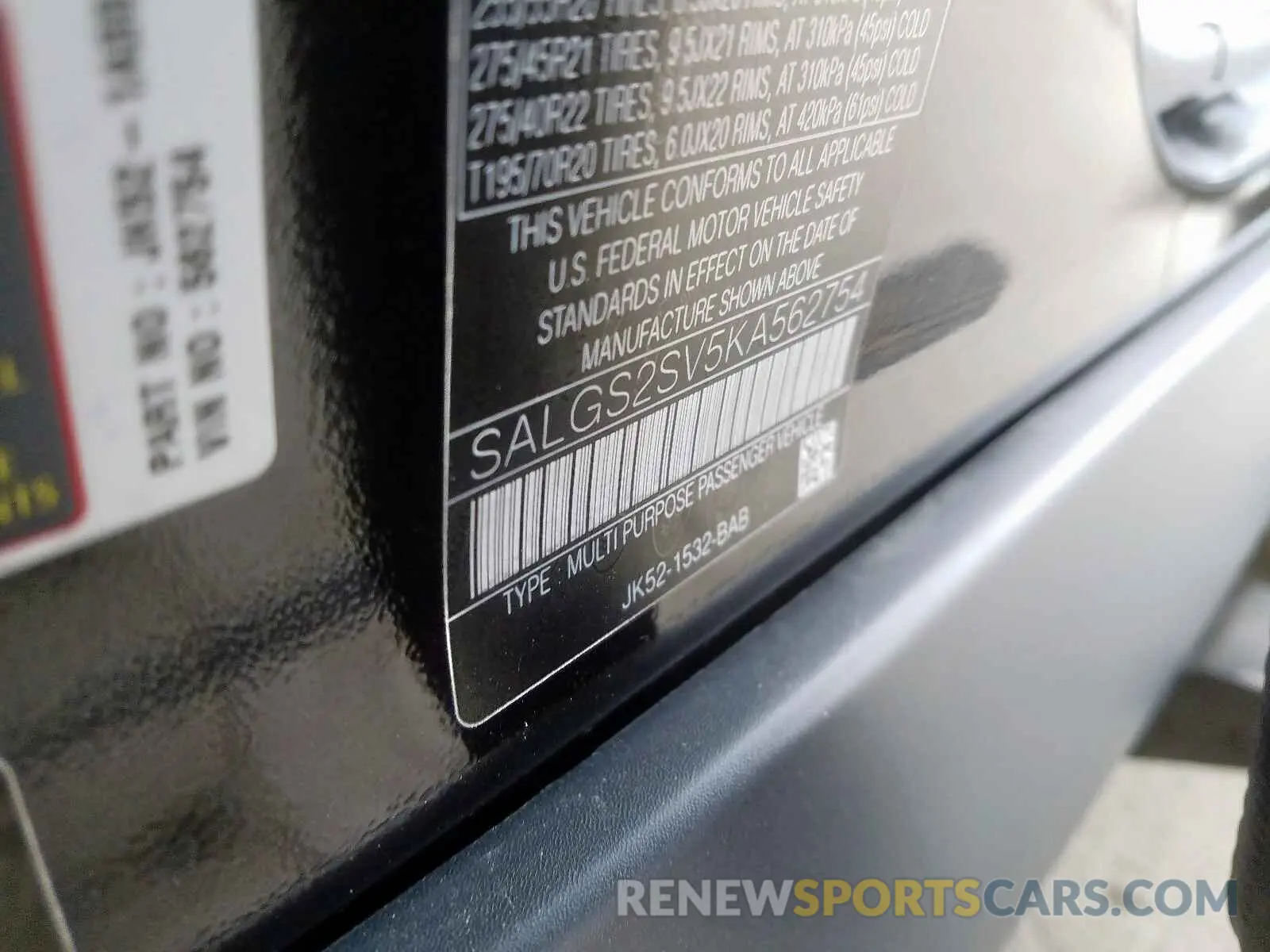 10 Photograph of a damaged car SALGS2SV5KA562754 LAND ROVER RANGEROVER 2019