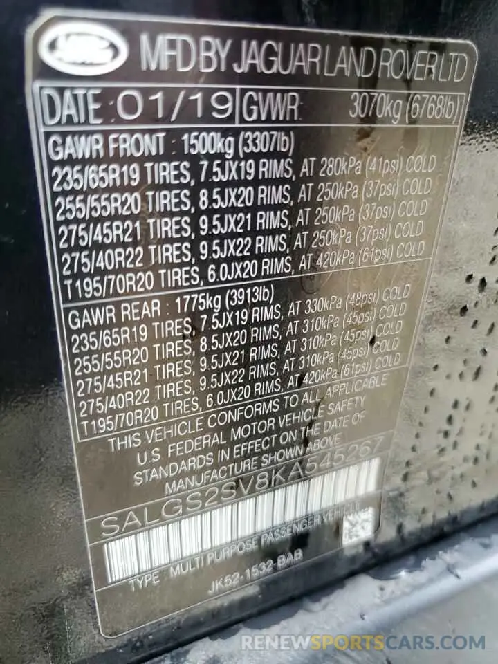 13 Photograph of a damaged car SALGS2SV8KA545267 LAND ROVER RANGEROVER 2019