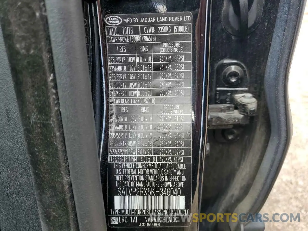 14 Photograph of a damaged car SALVP2RX5KH346040 LAND ROVER RANGEROVER 2019