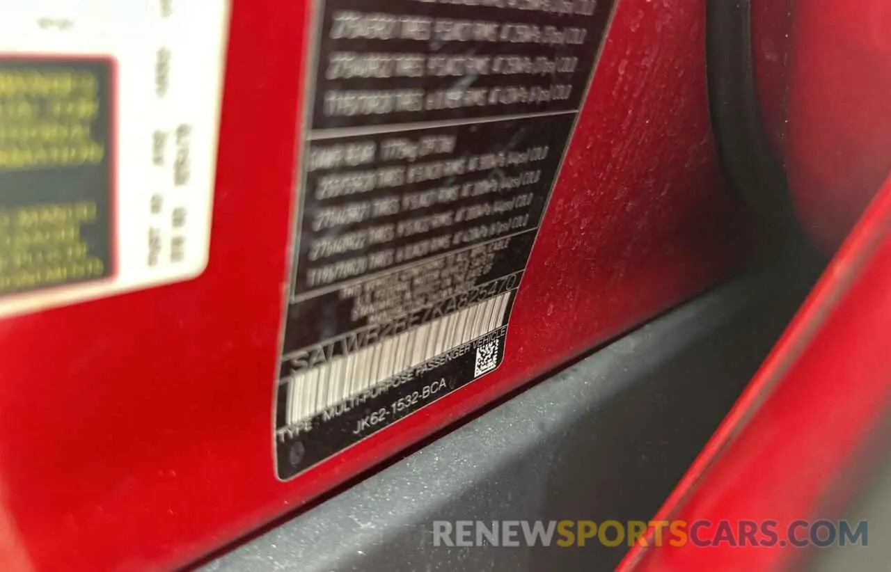 10 Photograph of a damaged car SALWR2RE7KA825470 LAND ROVER RANGEROVER 2019