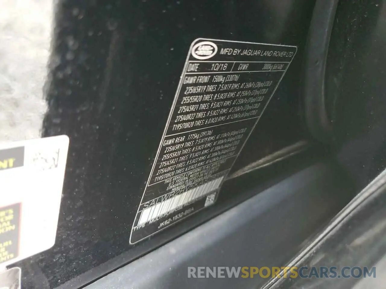 13 Photograph of a damaged car SALWR2RV5KA828318 LAND ROVER RANGEROVER 2019