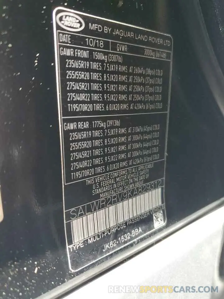 14 Photograph of a damaged car SALWR2RV9KA829312 LAND ROVER RANGEROVER 2019