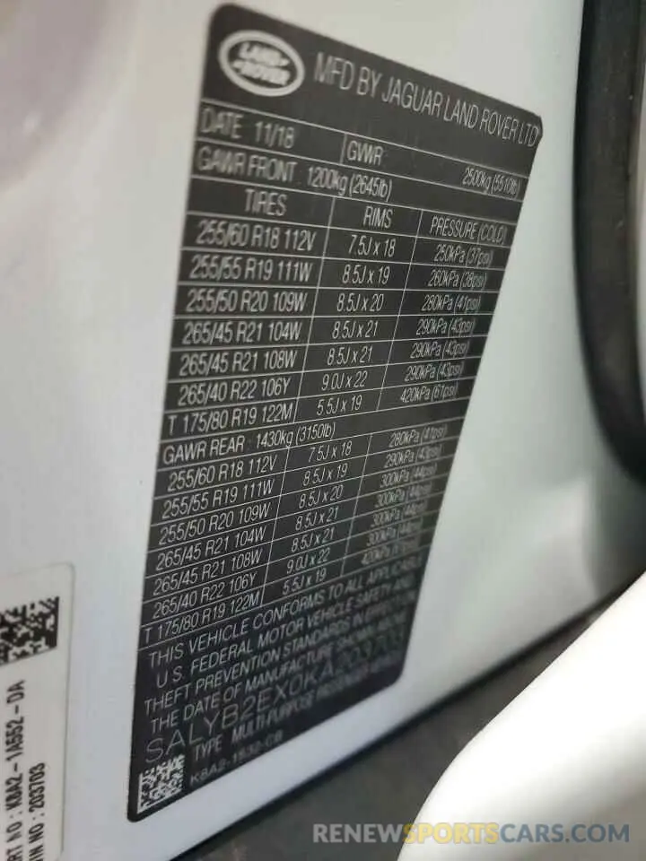 13 Photograph of a damaged car SALYB2EX0KA203703 LAND ROVER RANGEROVER 2019