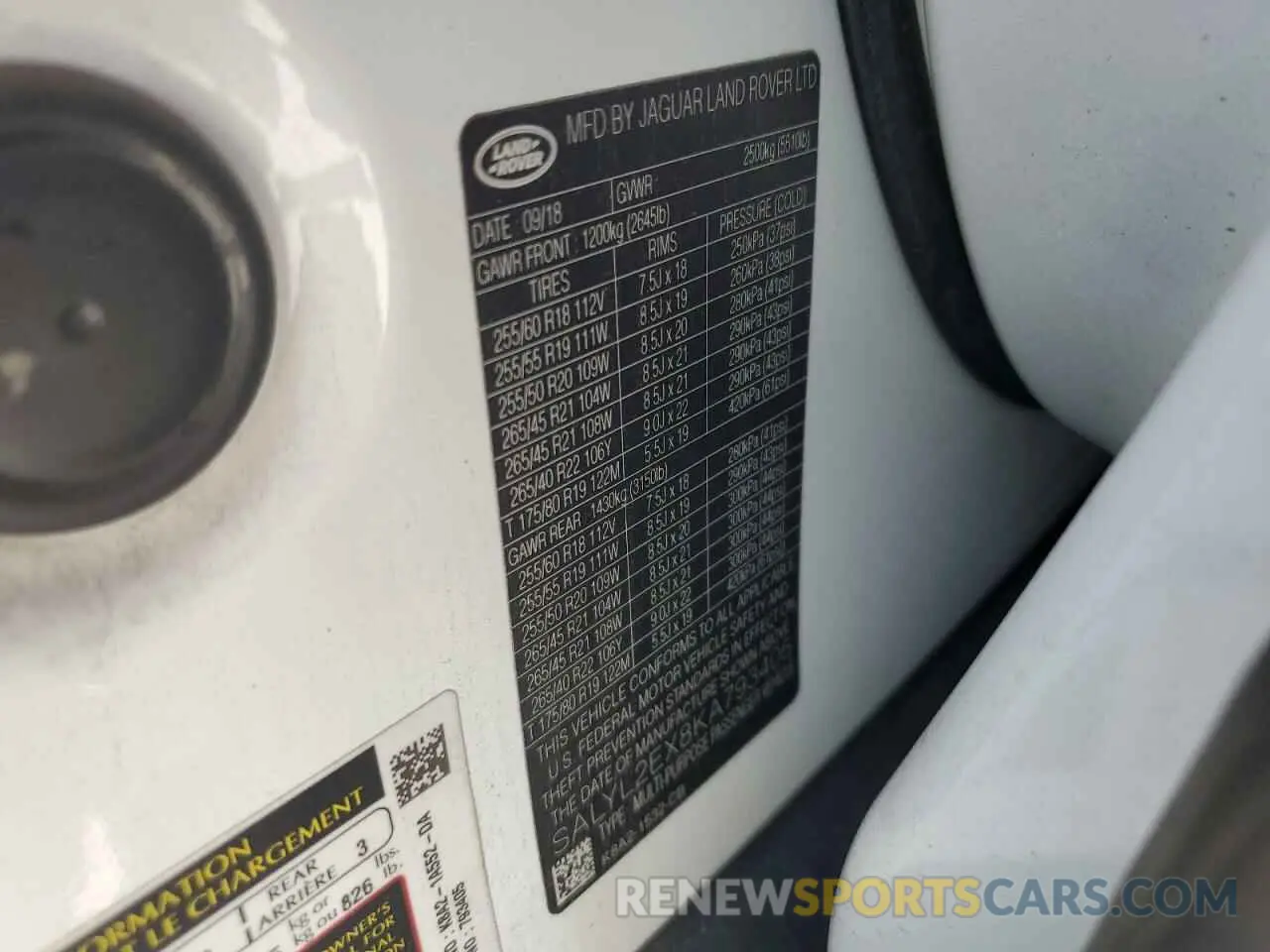 14 Photograph of a damaged car SALYL2EX8KA793405 LAND ROVER RANGEROVER 2019