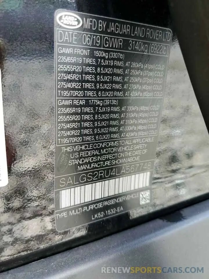 14 Photograph of a damaged car SALGS2RU4LA567748 LAND ROVER RANGEROVER 2020