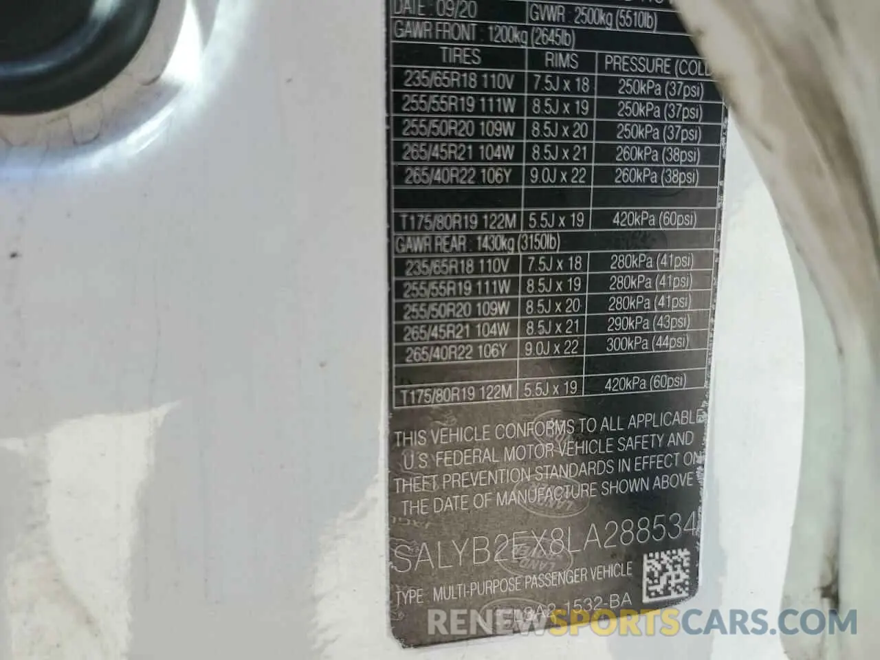 14 Photograph of a damaged car SALYB2EX8LA288534 LAND ROVER RANGEROVER 2020