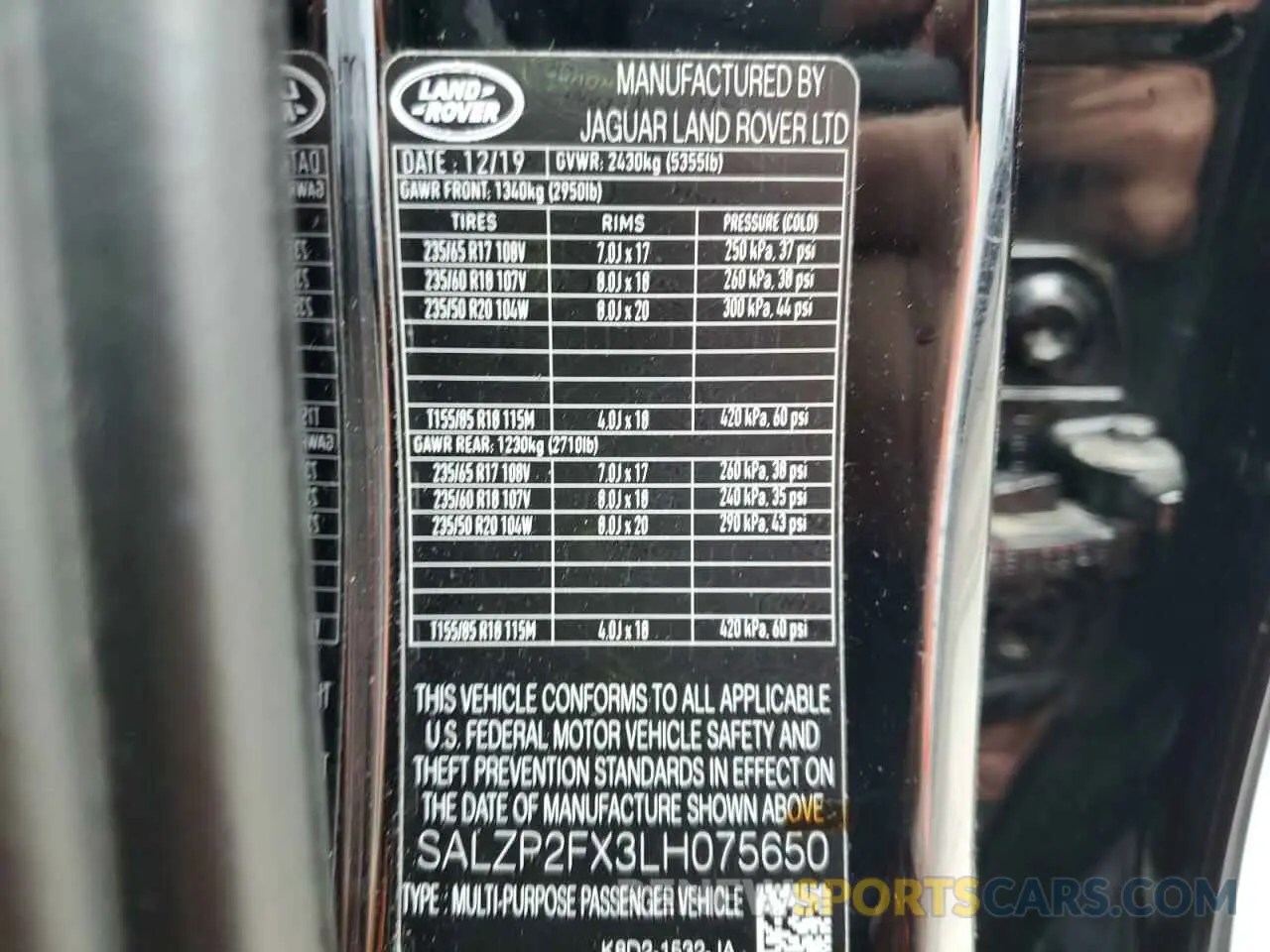 14 Photograph of a damaged car SALZP2FX3LH075650 LAND ROVER RANGEROVER 2020