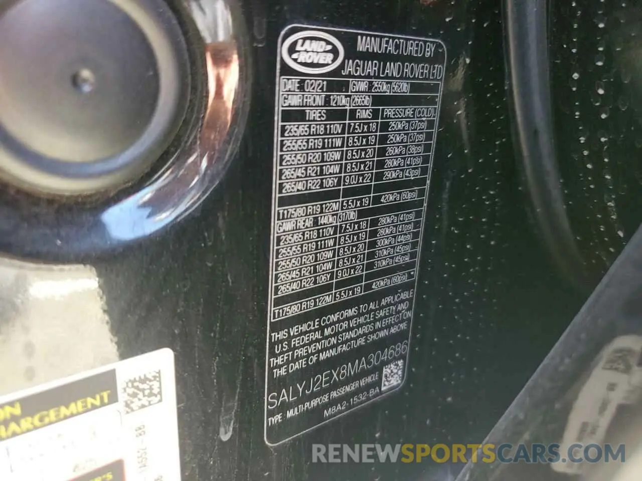 13 Photograph of a damaged car SALYJ2EX8MA304686 LAND ROVER RANGEROVER 2021
