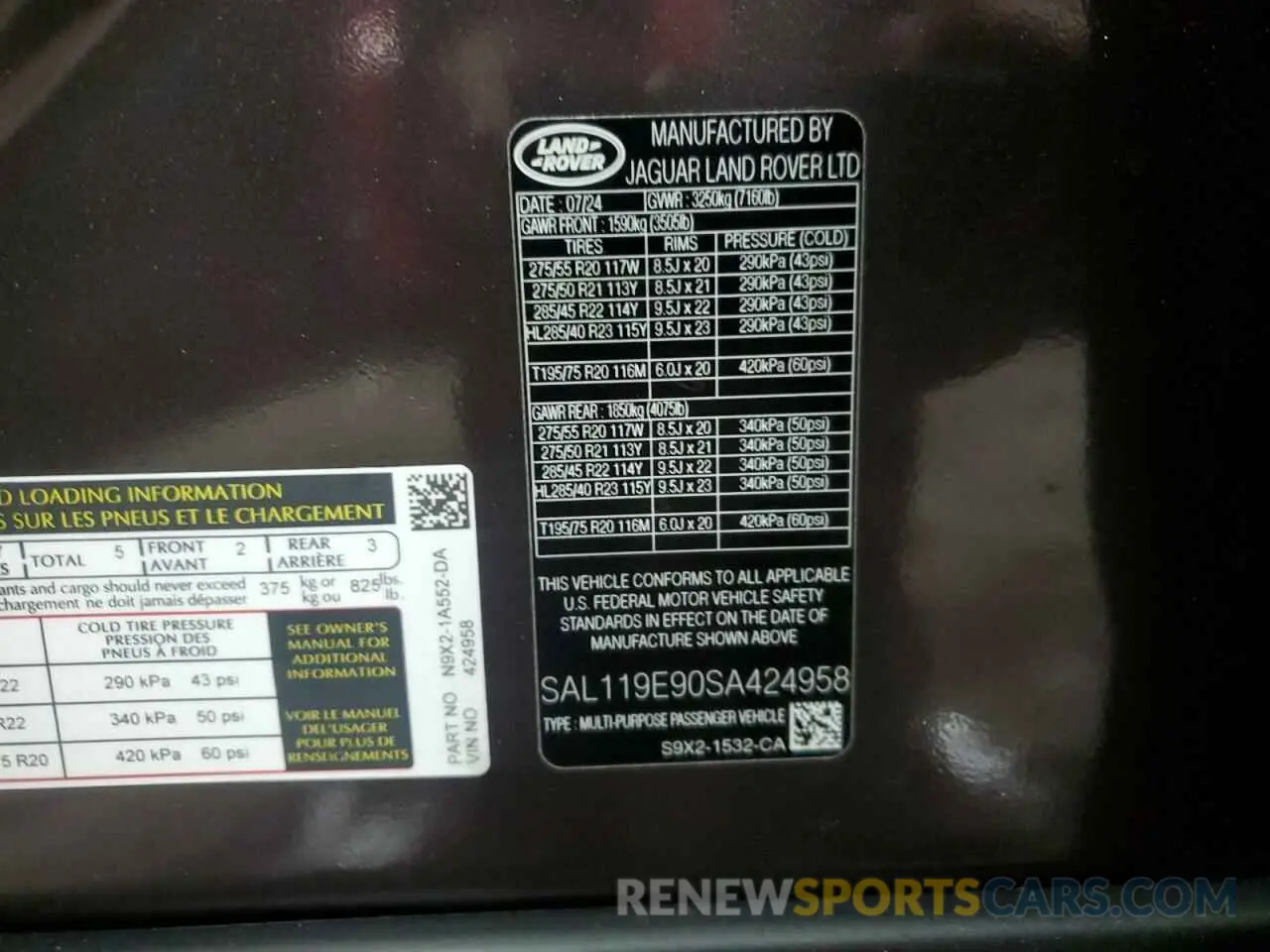 14 Photograph of a damaged car SAL119E90SA424958 LAND ROVER RANGEROVER 2025