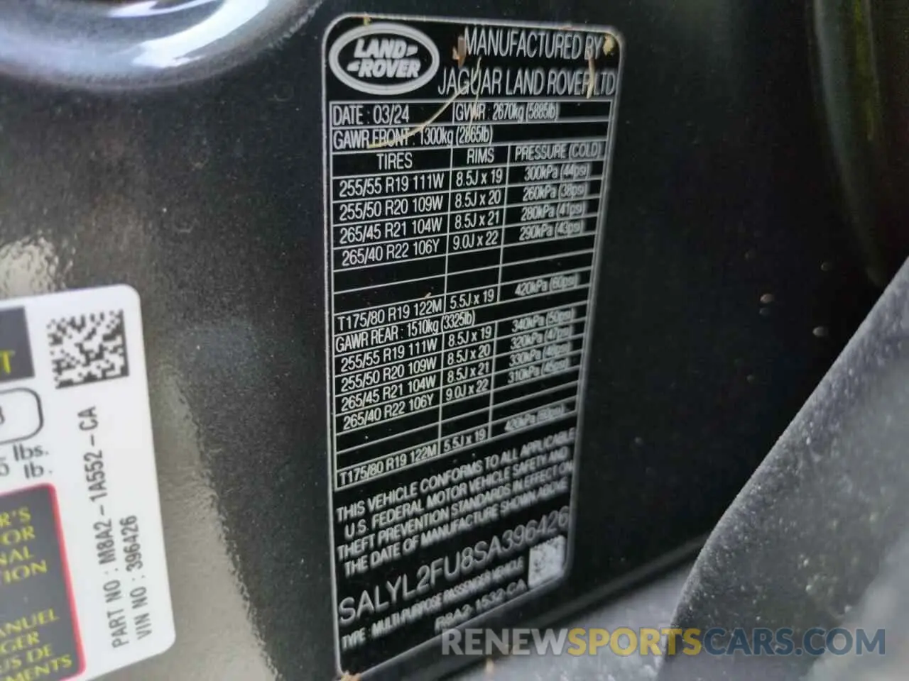 13 Photograph of a damaged car SALYL2FU8SA396426 LAND ROVER RANGEROVER 2025