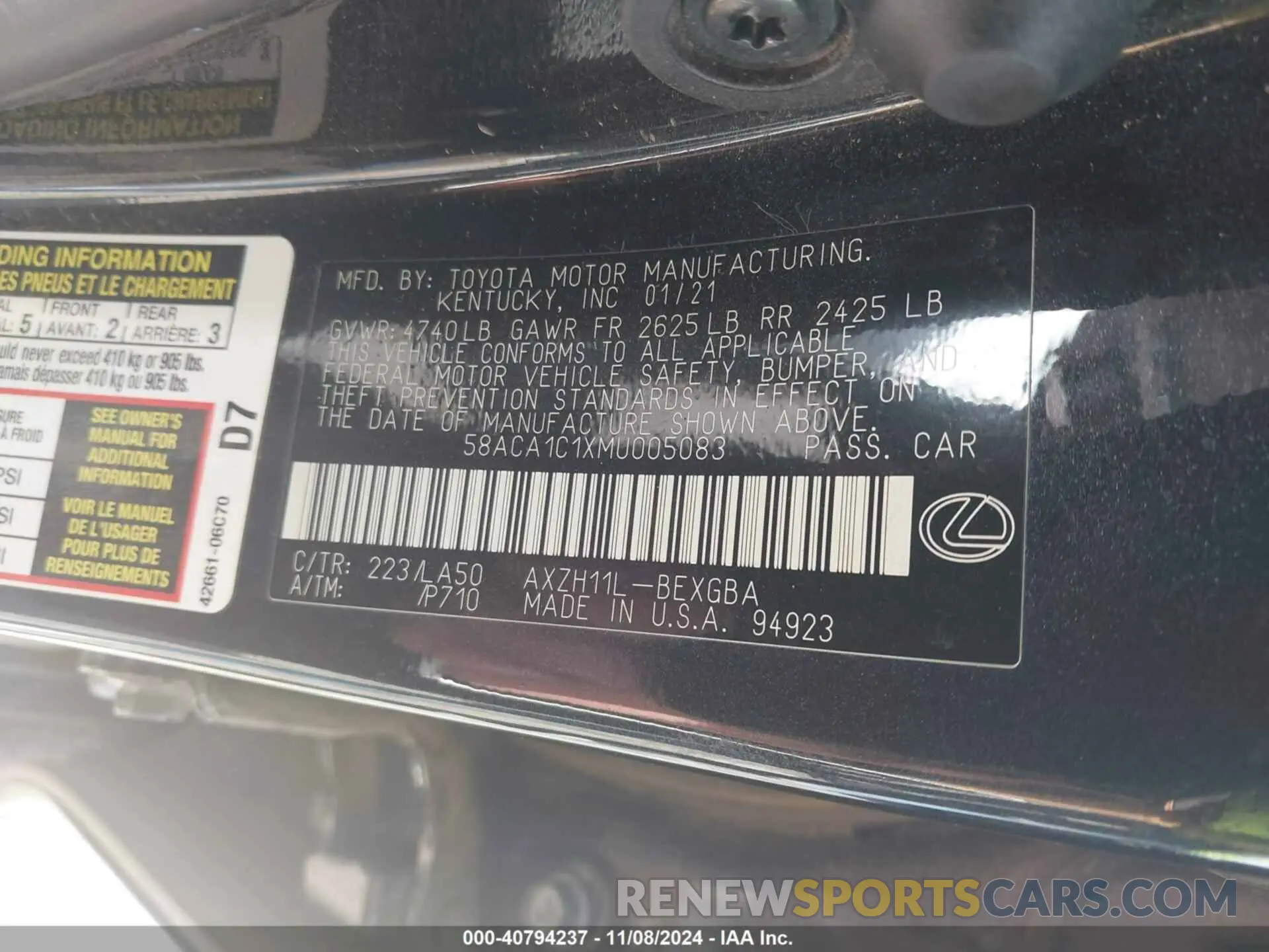 9 Photograph of a damaged car 58ACA1C1XMU005083 LEXUS ES 300H 2021