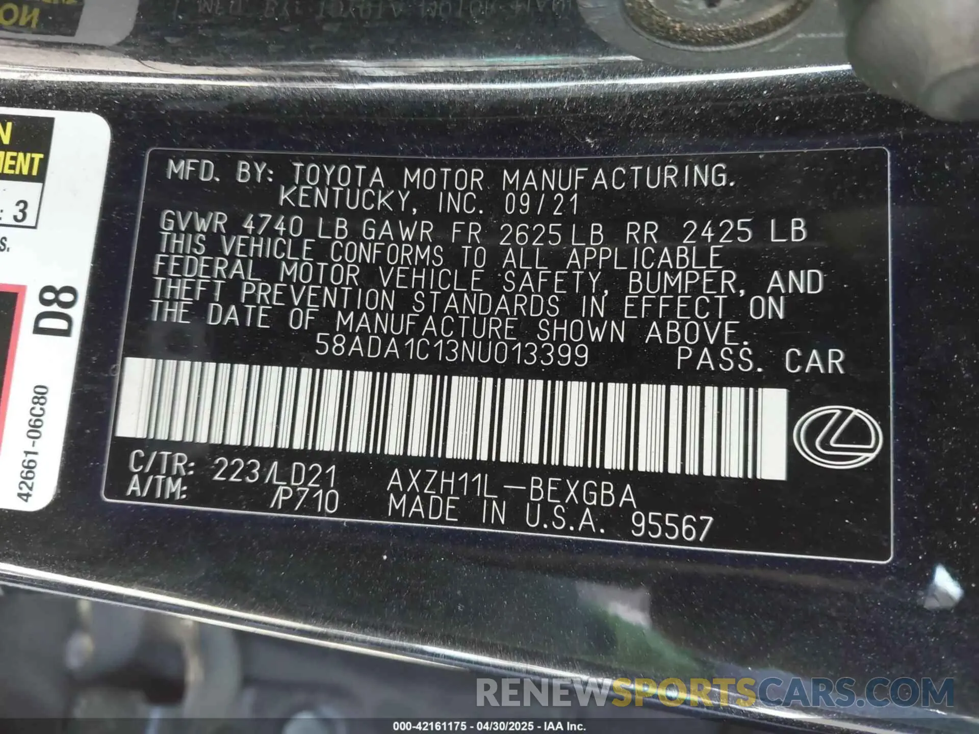 9 Photograph of a damaged car 58ADA1C13NU013399 LEXUS ES 300H 2022